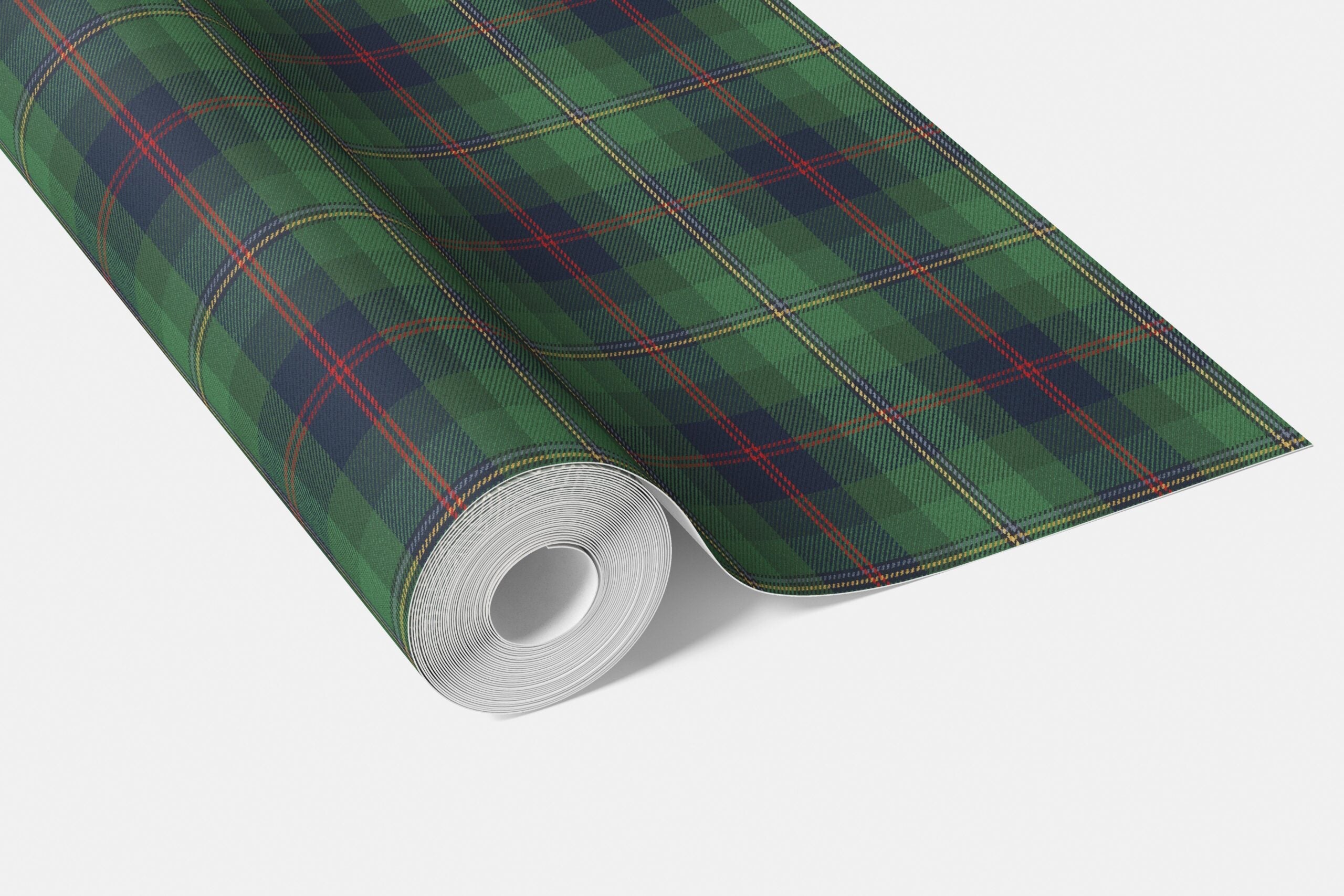 Geometric Plaid Checkered Bathroom Wallpaper Sample (Green/ Navy Blue/ Red/ Yellow)