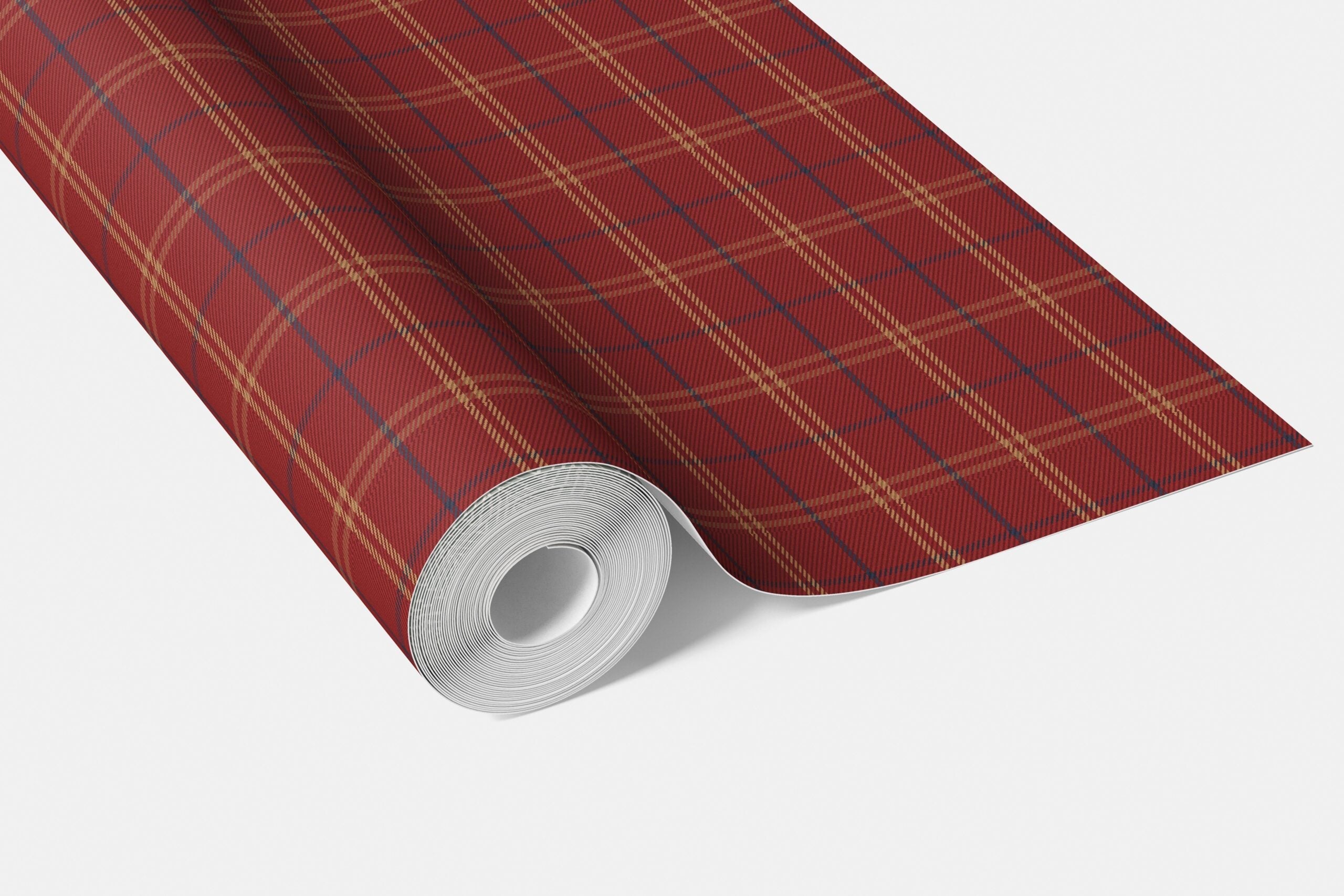 Geometric Plaid Checkered Bathroom Wallpaper Sample (Red/ Yellow/ Blue)