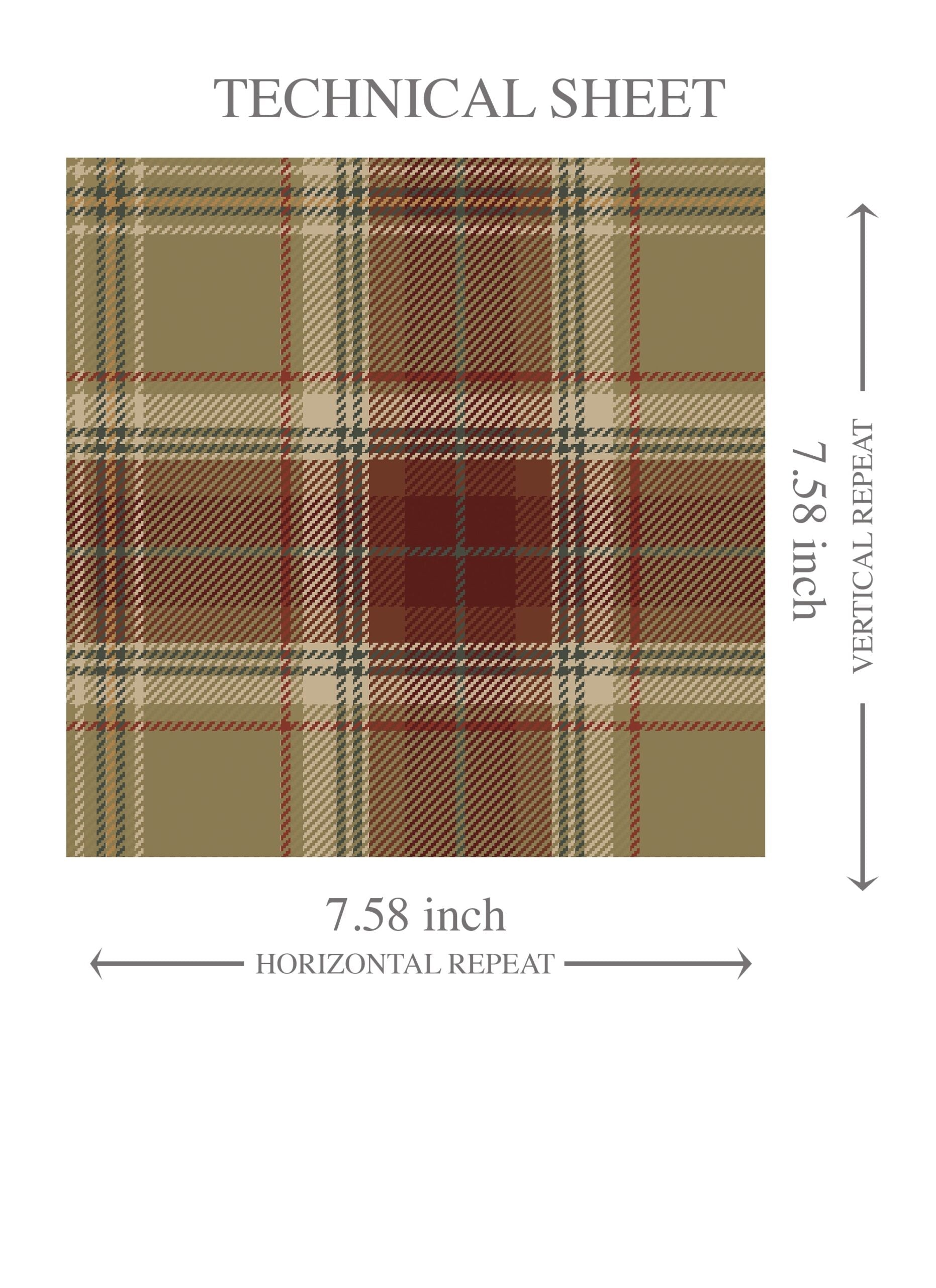 Geometric Plaid Checkered Kids Room Wallpaper Sample (Olive Green/ Brown/ Red)