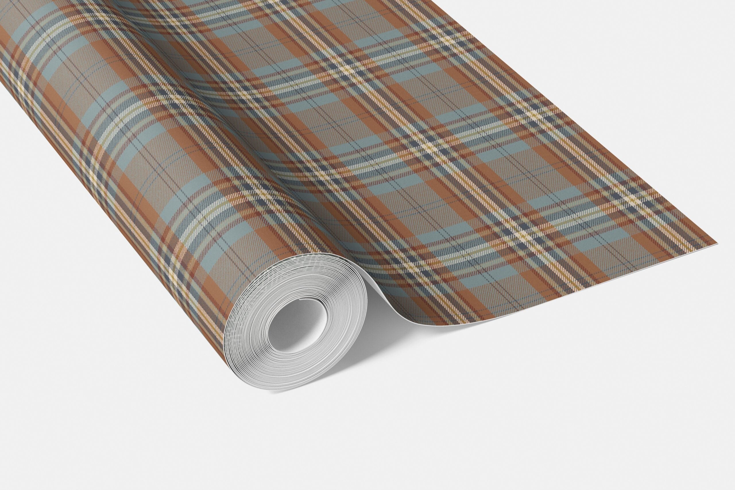 Geometric Plaid Checkered Bathroom Wallpaper (Blue/ Brown/ Red)