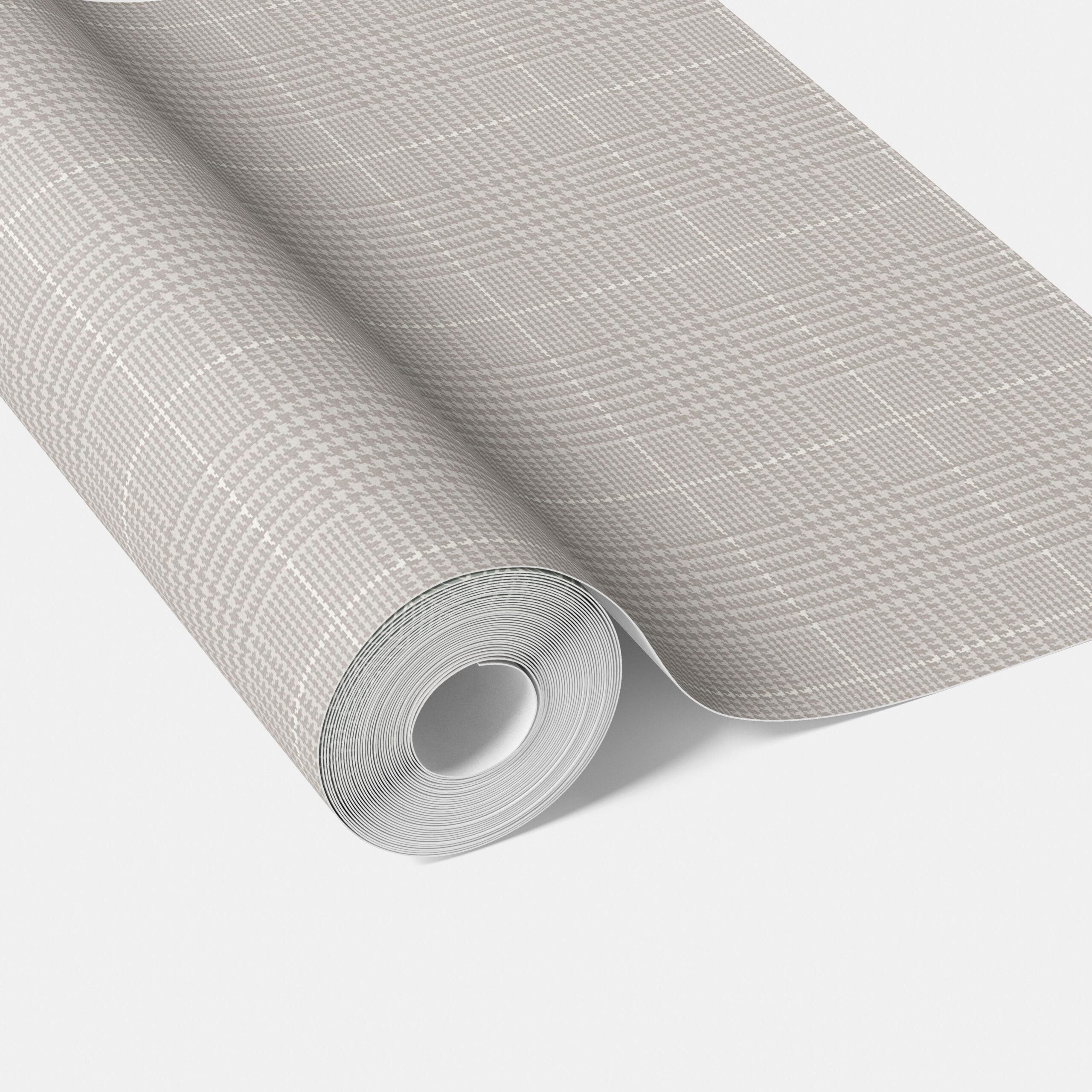 Plain/ Textured Check Traditional Wallpaper (Gray/ Greige/ Soft Taupe)