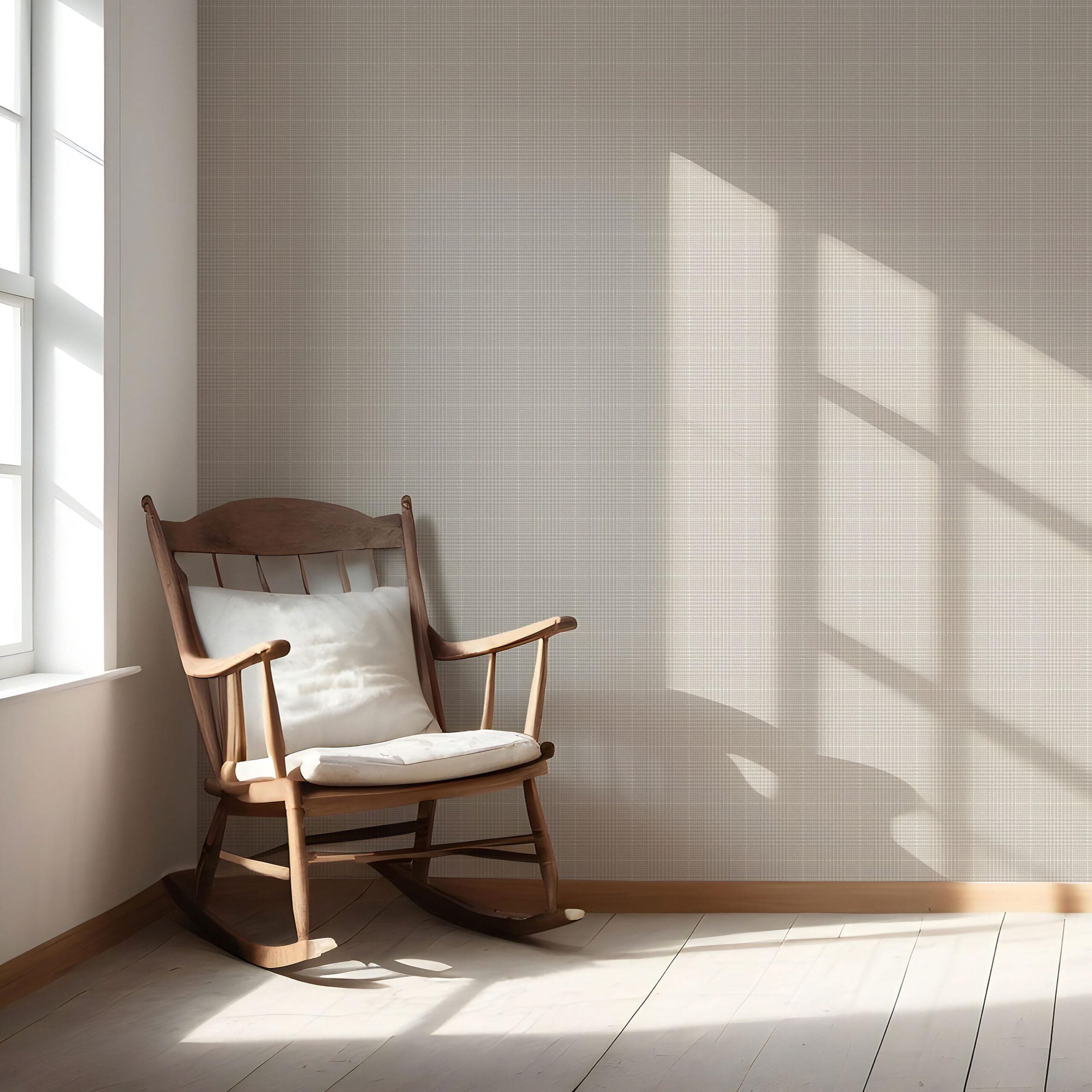 Plain/ Textured Check Nursery Wallpaper (Gray/ Greige/ Soft Taupe)