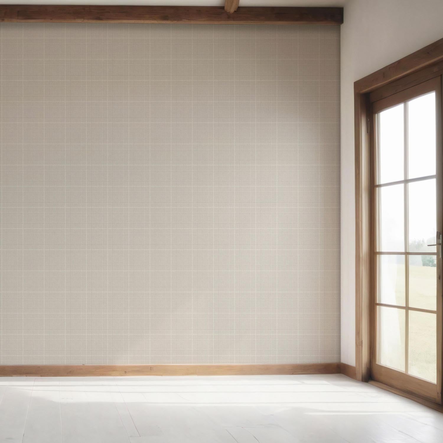 Plain/ Textured Check Bedroom Wallpaper Sample (Gray/ Greige/ Soft Taupe)