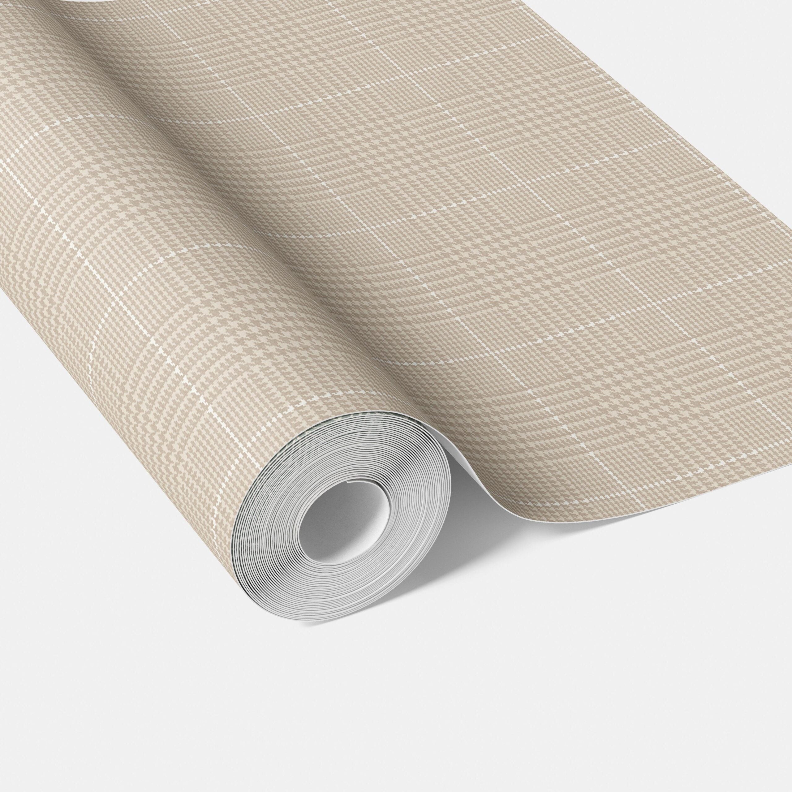 Neutral Plain/ Textured Check Traditional Wallpaper (Buttery Beige)