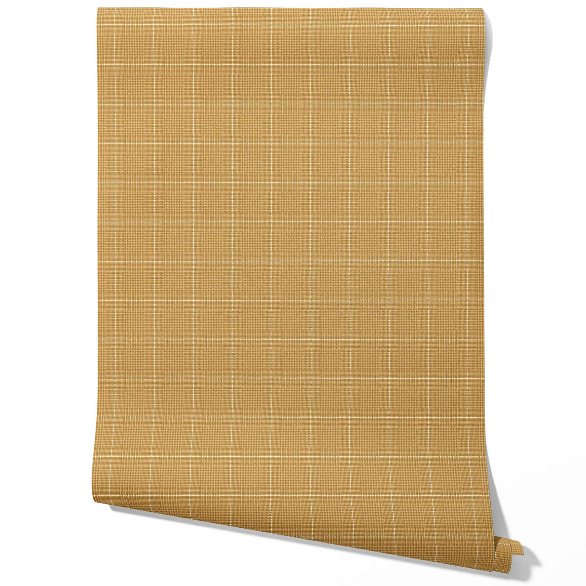 Plain/ Textured Check Bathroom Wallpaper (Honey Yellow)