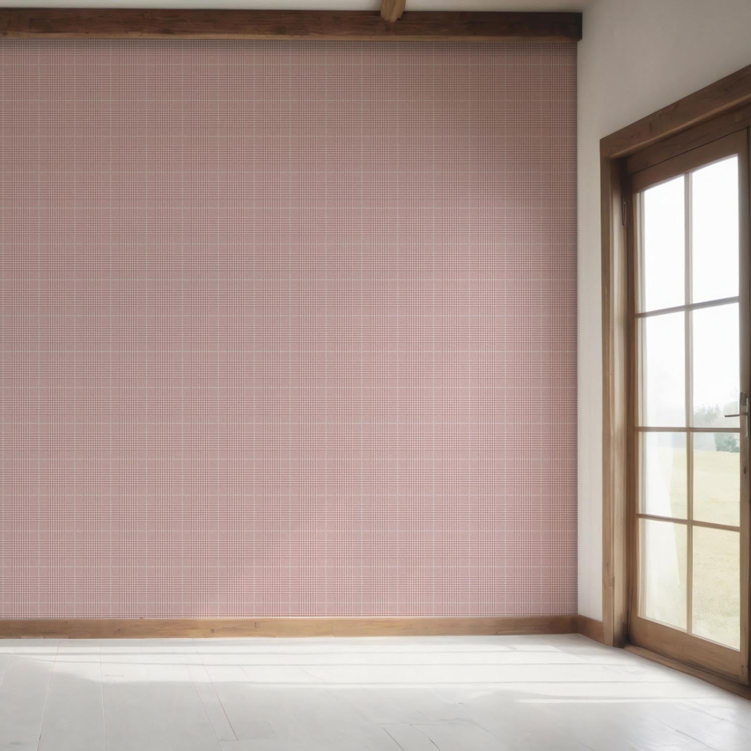 Plain/ Textured Check Bedroom Wallpaper (Pink)