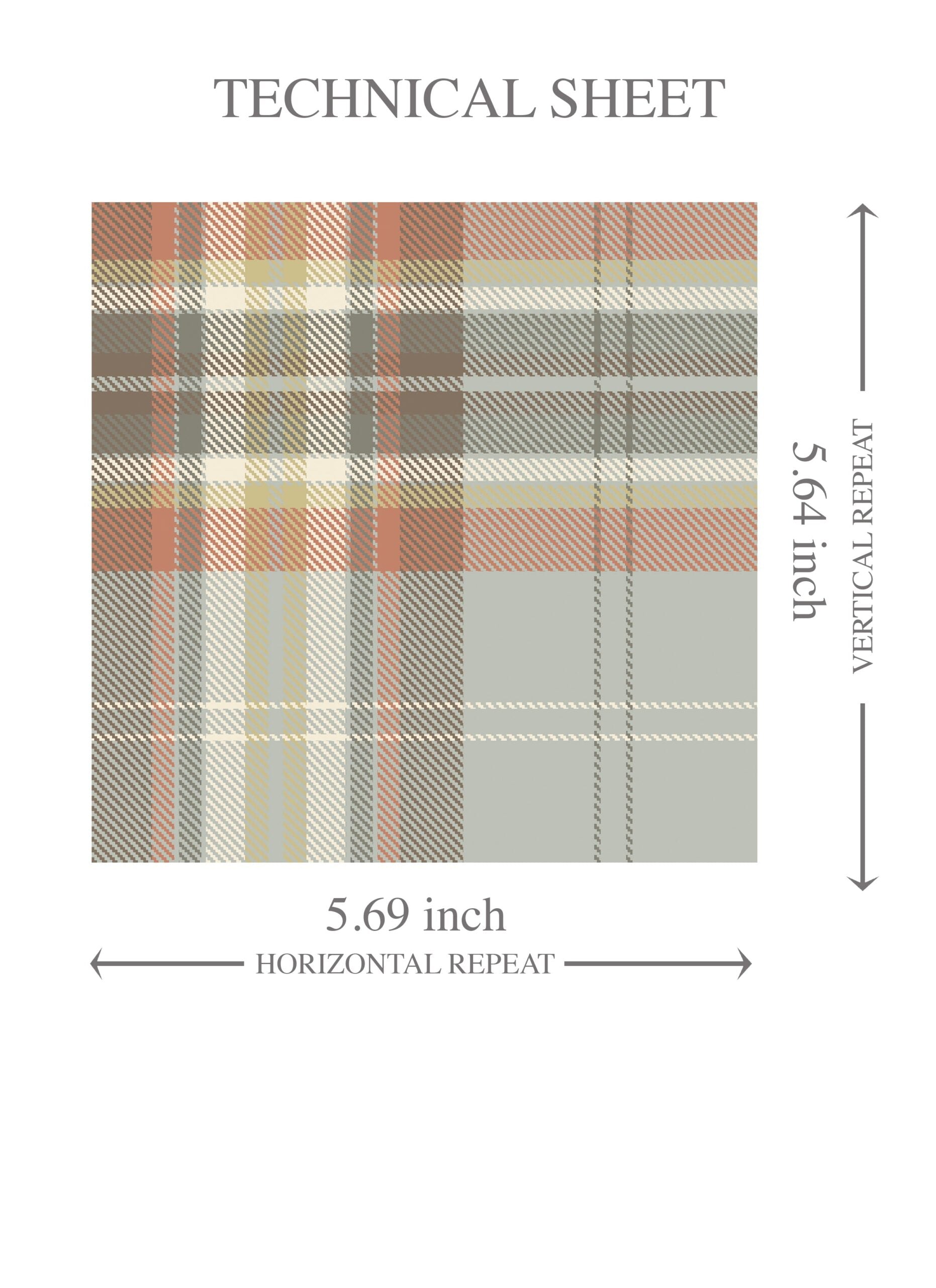 Geometric Plaid Checkered Kids Room Wallpaper Sample (Orange/ Sage Gray/ Brown/ Cream)