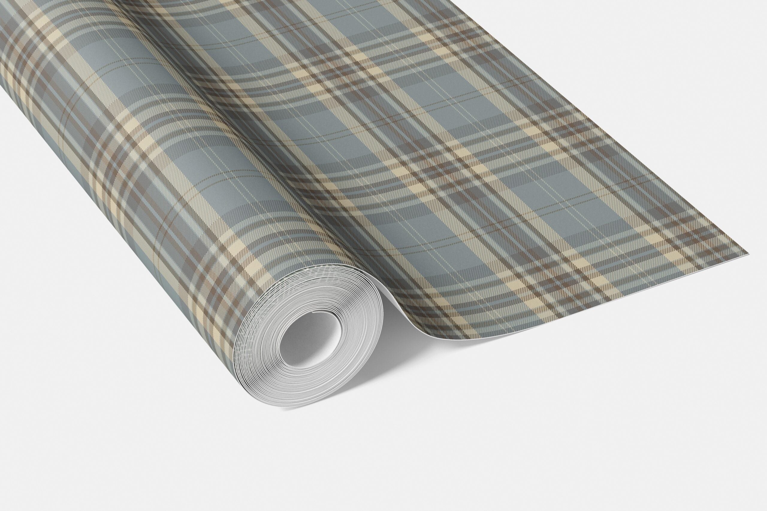 Geometric Plaid Checkered Bathroom Wallpaper (Gray/ Blue/ Beige/ Brown)