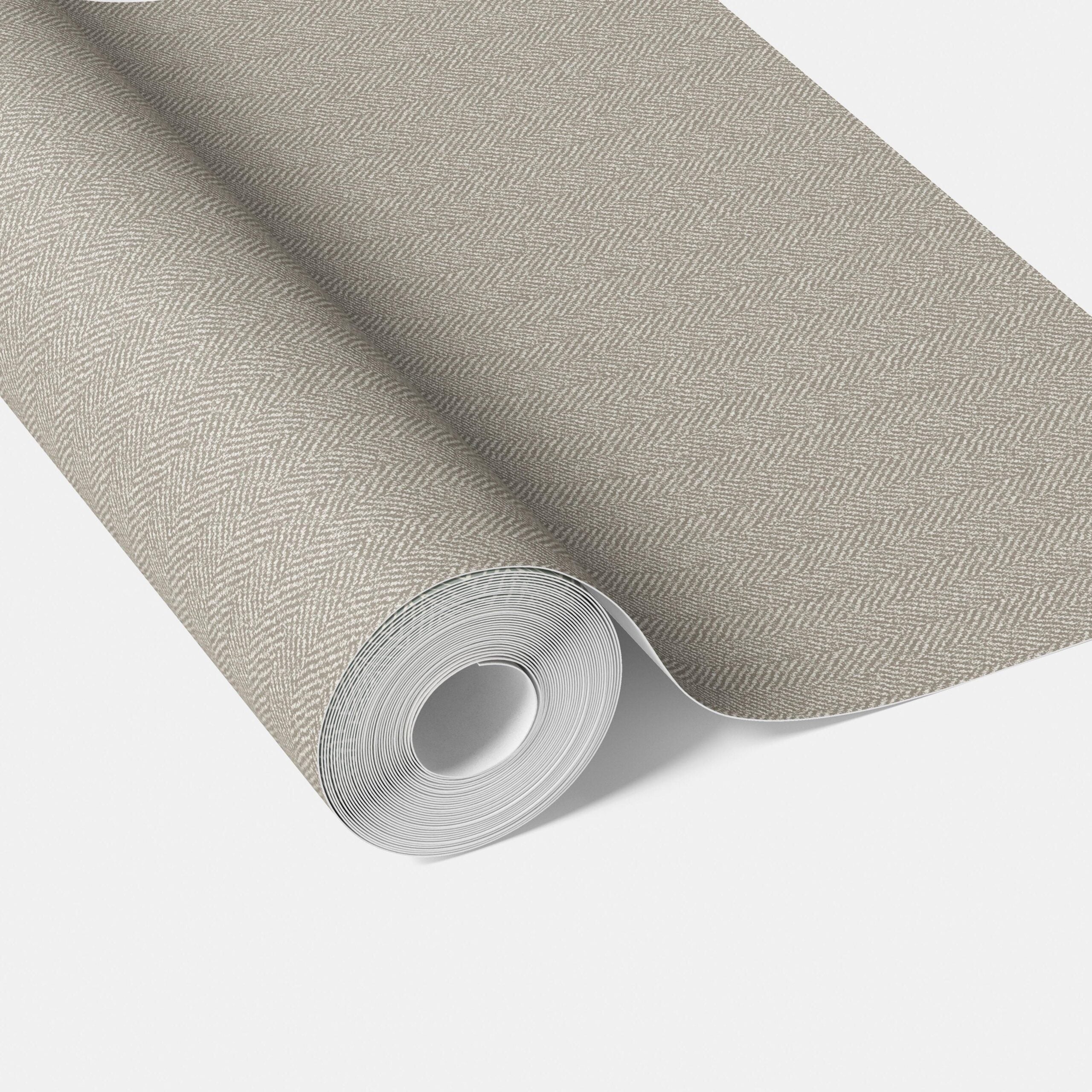 Neutral Herringbone Textured Traditional Wallpaper Sample (Warm Gray/ Taupe)