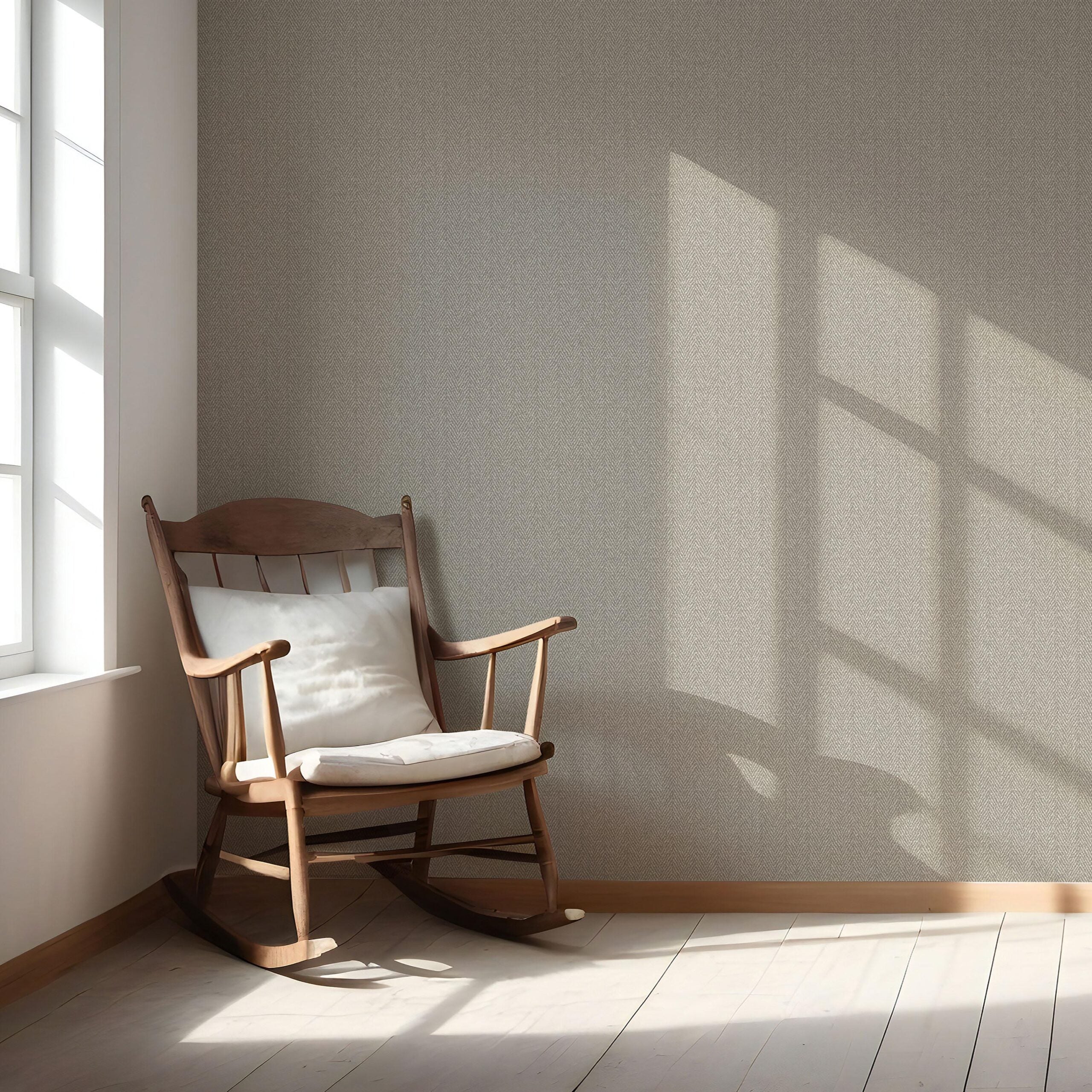 Neutral Herringbone Textured Nursery Wallpaper Sample (Warm Gray/ Taupe)