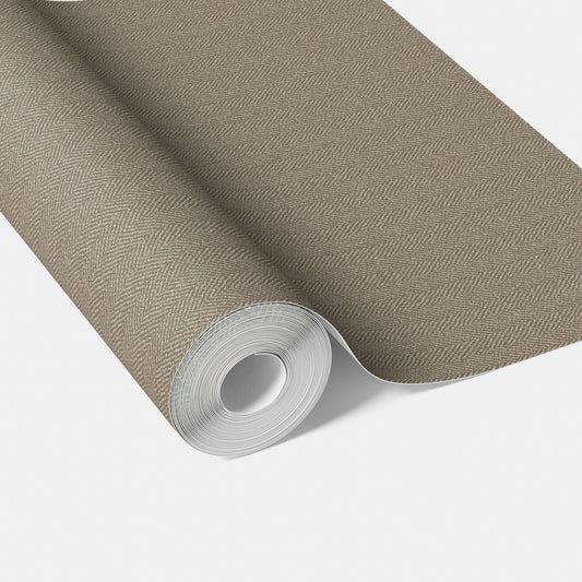 Neutral Herringbone Textured Traditional Wallpaper Sample (Brown/ Taupe/ Warm Gray)