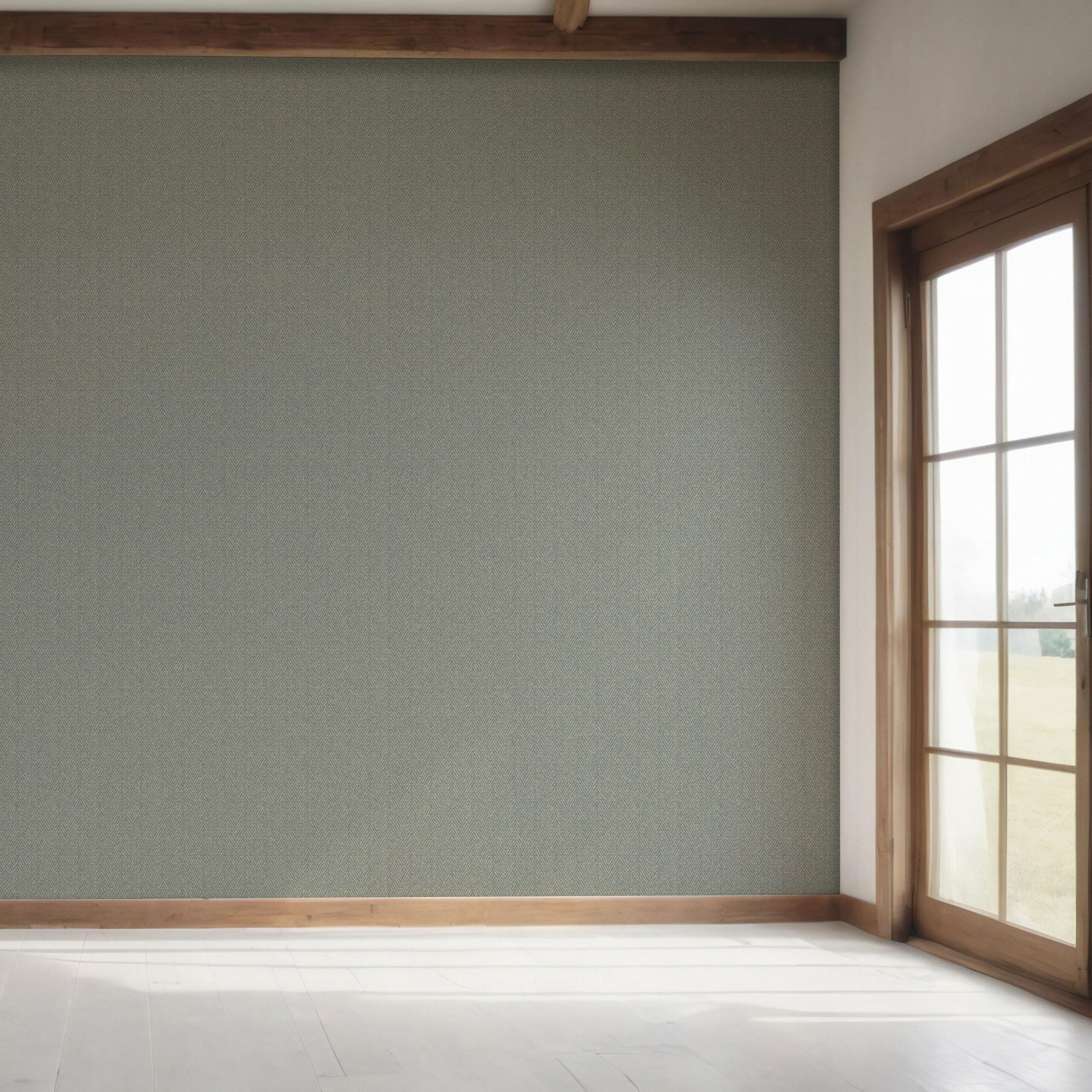 Neutral Herringbone Textured Bedroom Wallpaper (Gray)