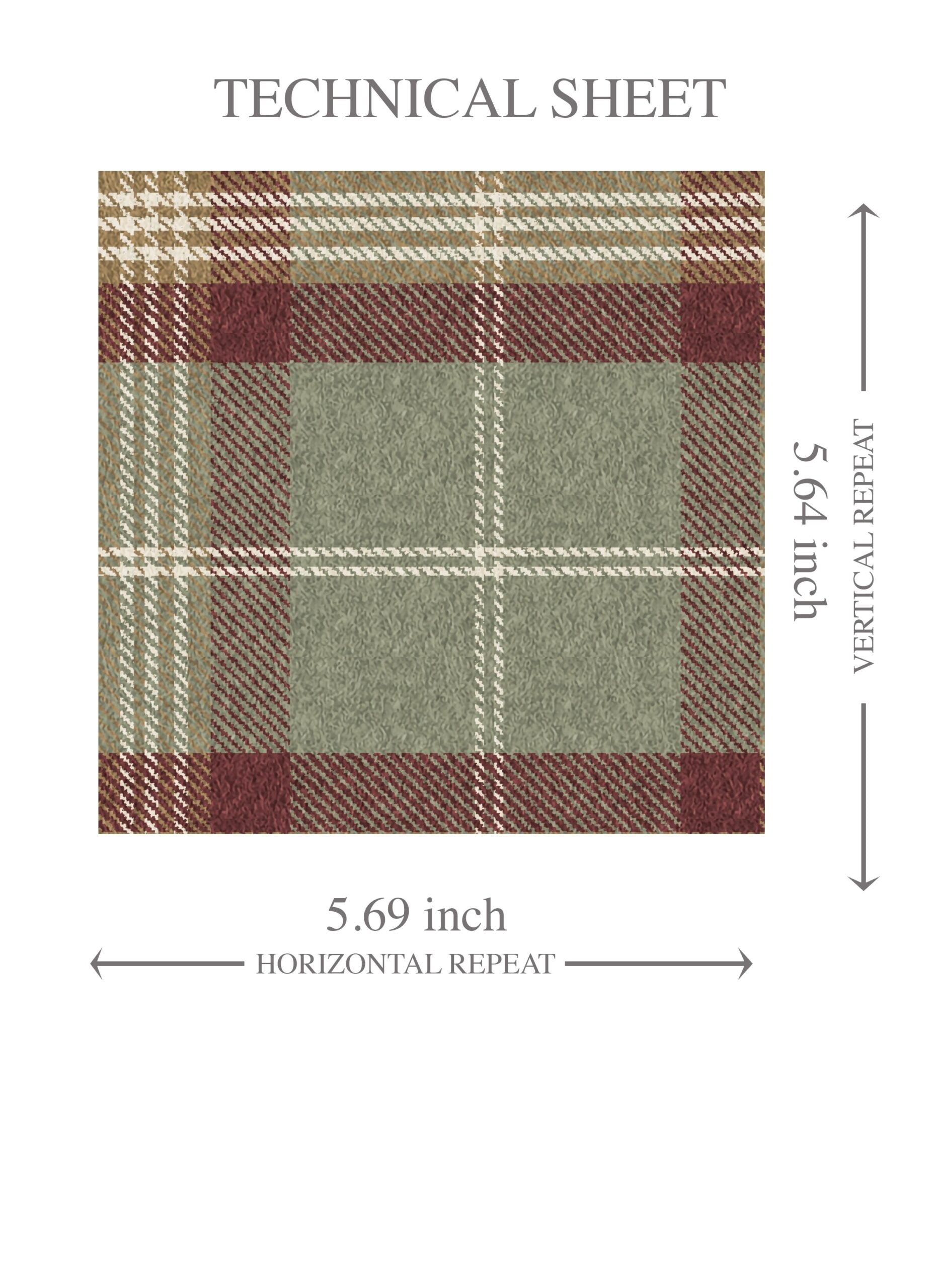 Geometric Plaid Checkered Kids Room Wallpaper Sample (Olive Green/ Red/ Beige)