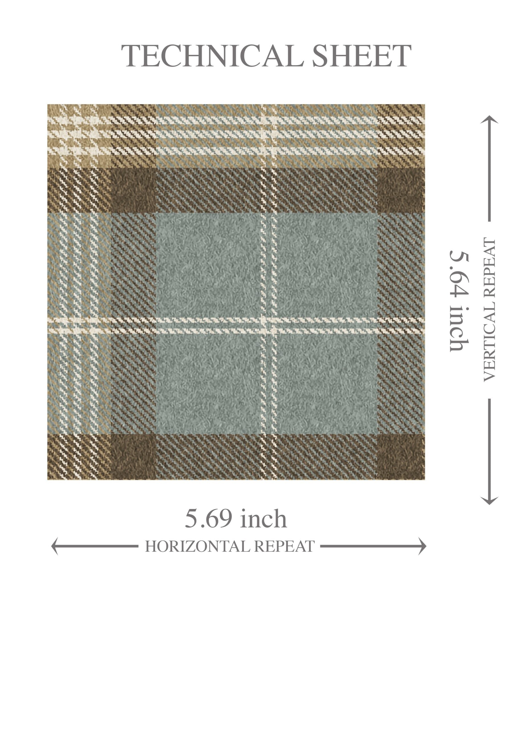 Geometric Plaid Checkered Kids Room Wallpaper Sample (Blue-Gray/ Brown)