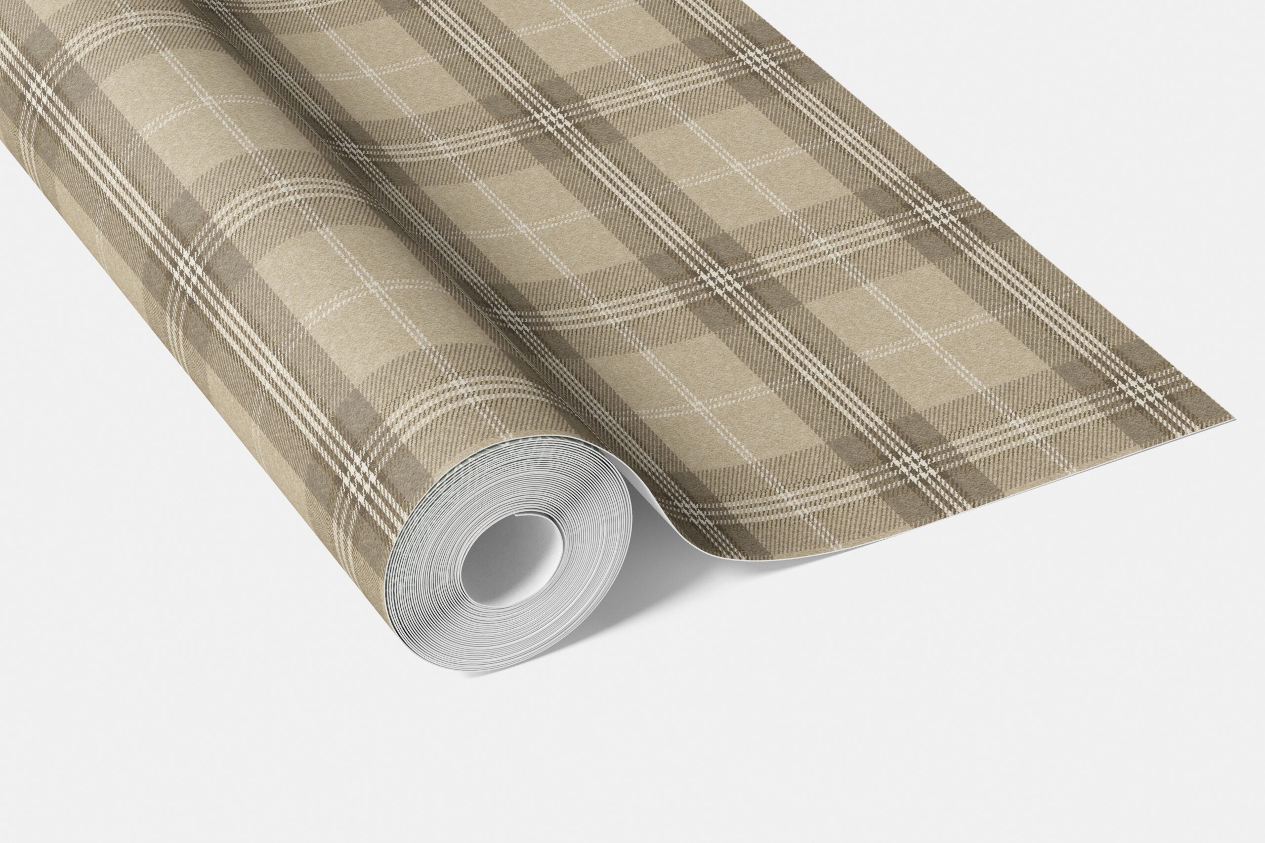 Neutral Geometric Plaid Checkered Bathroom Wallpaper (Beige/ Brown/ Taupe)