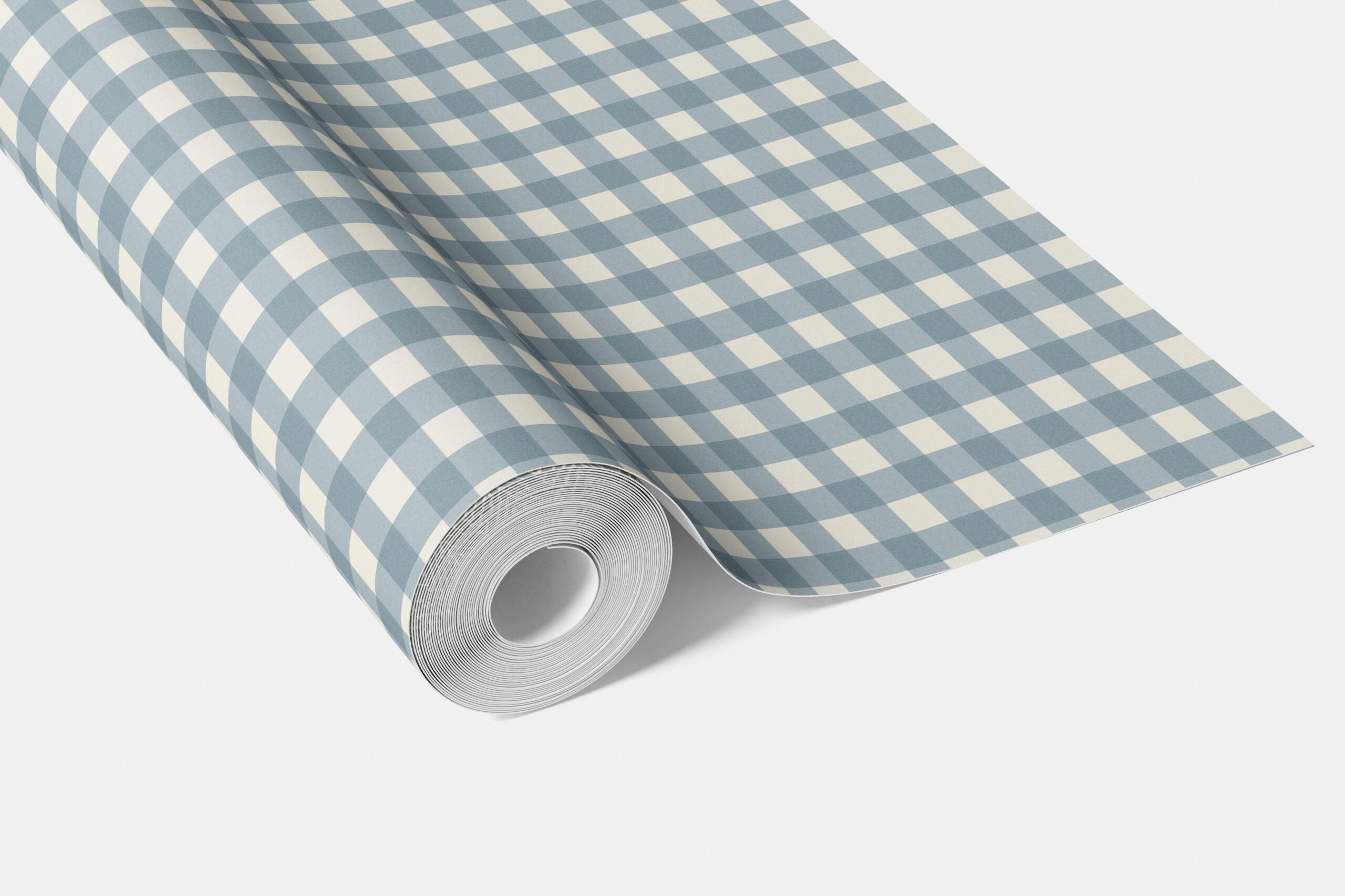 Geometric Gingham Checkered Living Room Wallpaper (Blue)