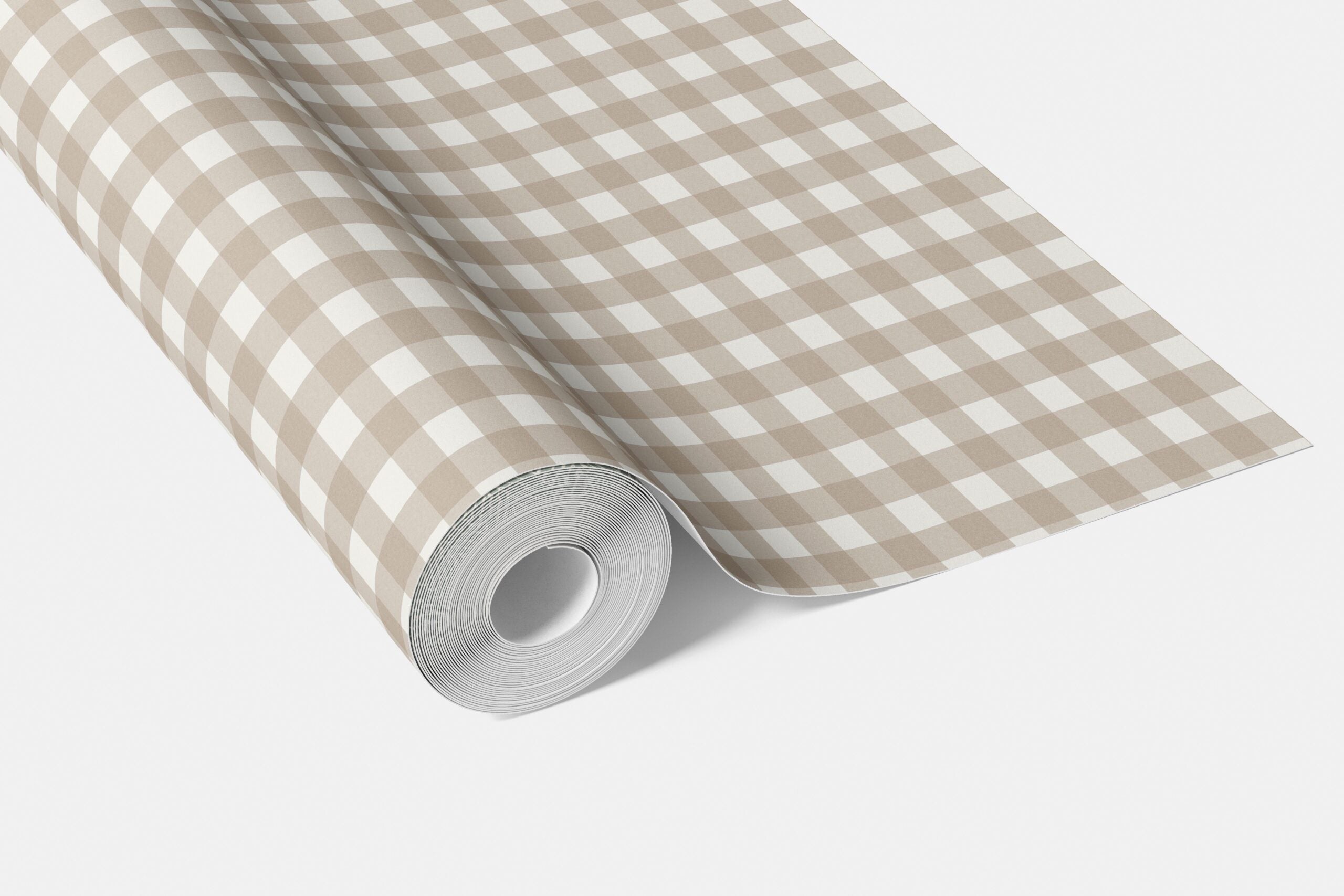 Neutral Geometric Gingham Checkered Living Room Wallpaper Sample (Oatmeal Beige/ Soft Taupe)