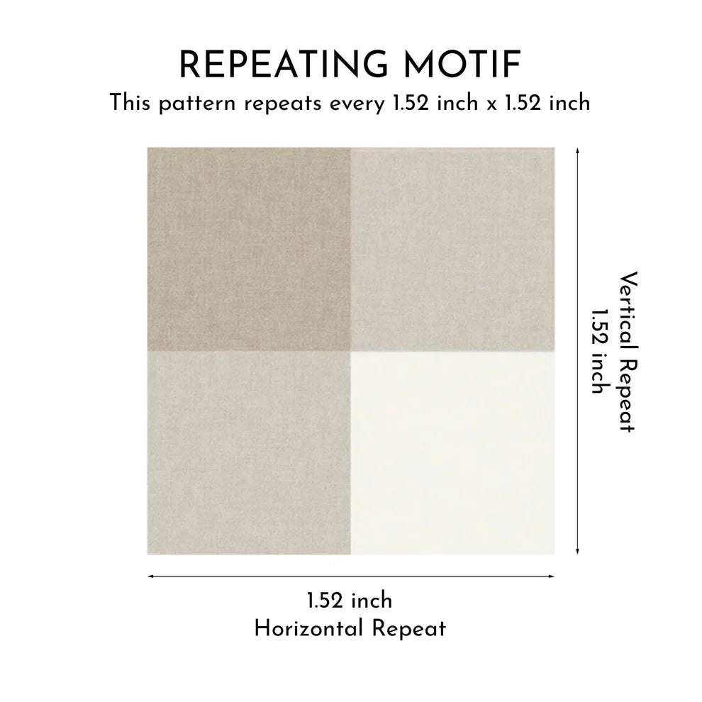 Neutral Geometric Gingham Checkered Kids Room Wallpaper Sample (Oatmeal Beige/ Soft Taupe)