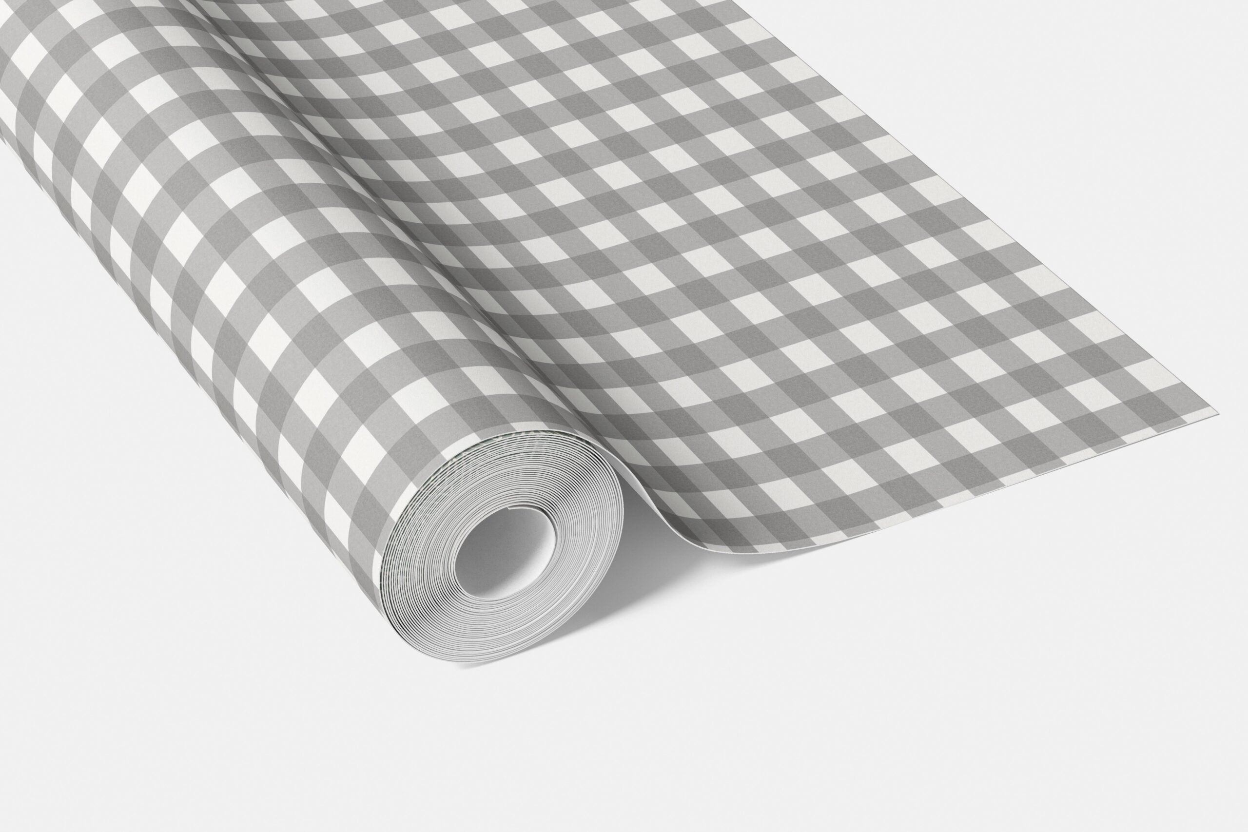 Neutral Geometric Gingham Checkered Living Room Wallpaper Sample (Gray)
