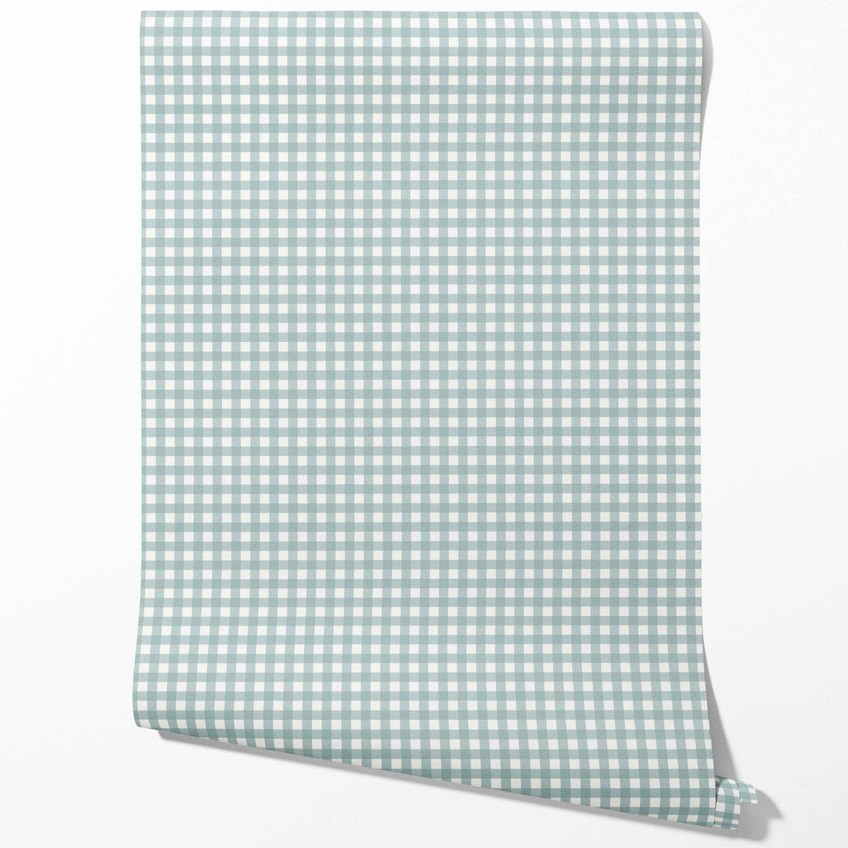 Geometric Gingham Checkered Traditional Wallpaper Sample (Seaglass Blue)