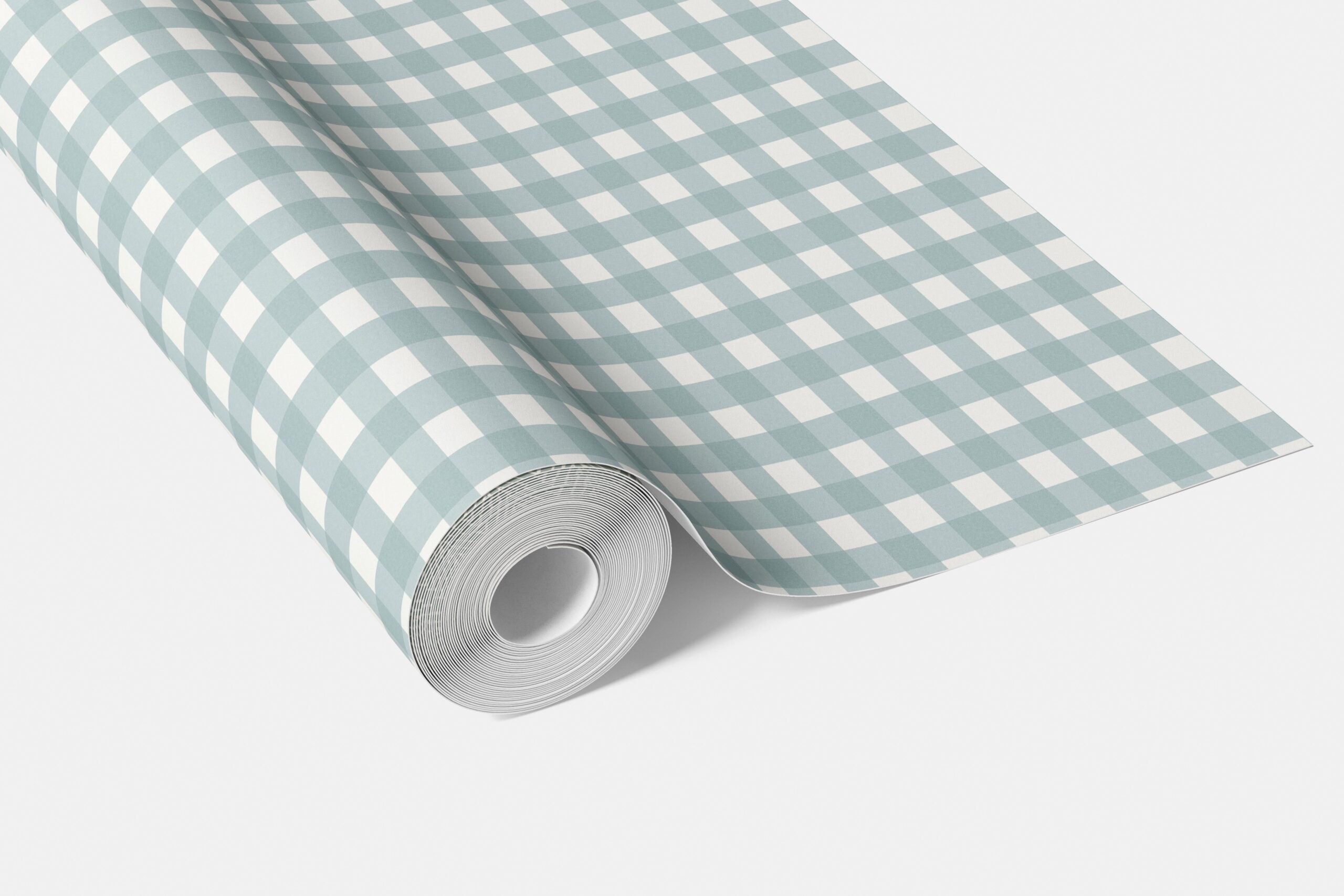 Geometric Gingham Checkered Living Room Wallpaper (Seaglass Blue)