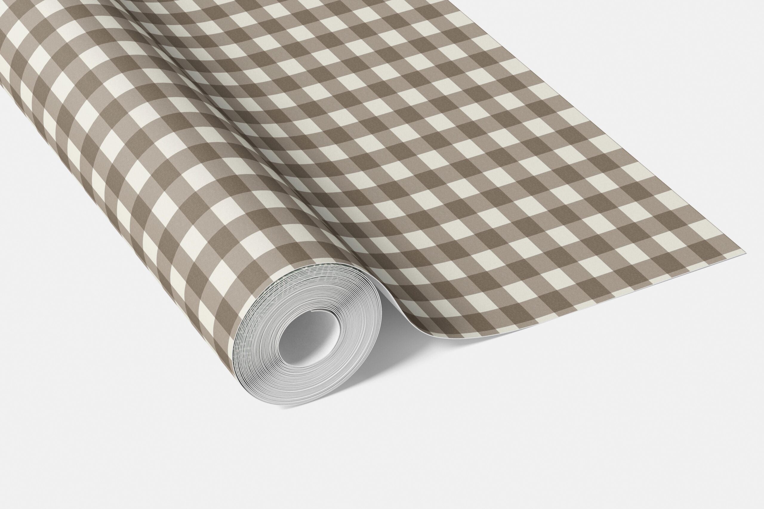 Neutral Geometric Gingham Checkered Living Room Wallpaper Sample (Brown/ Taupe)