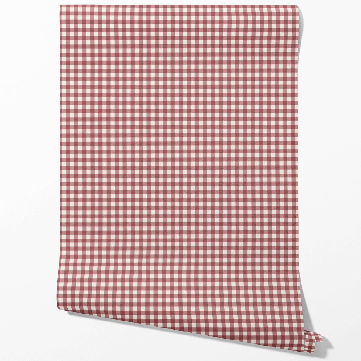 Geometric Gingham Checkered Traditional Wallpaper Sample (Cranberry Red)