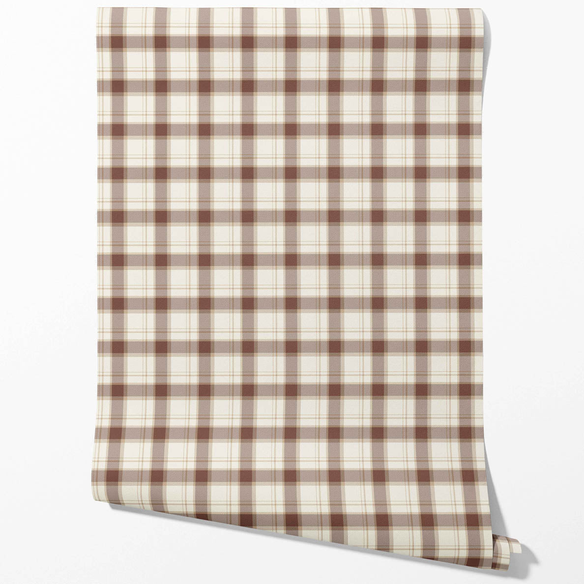 Neutral Geometric Plaid Checkered Traditional Wallpaper Sample (Brown/ Off-White)