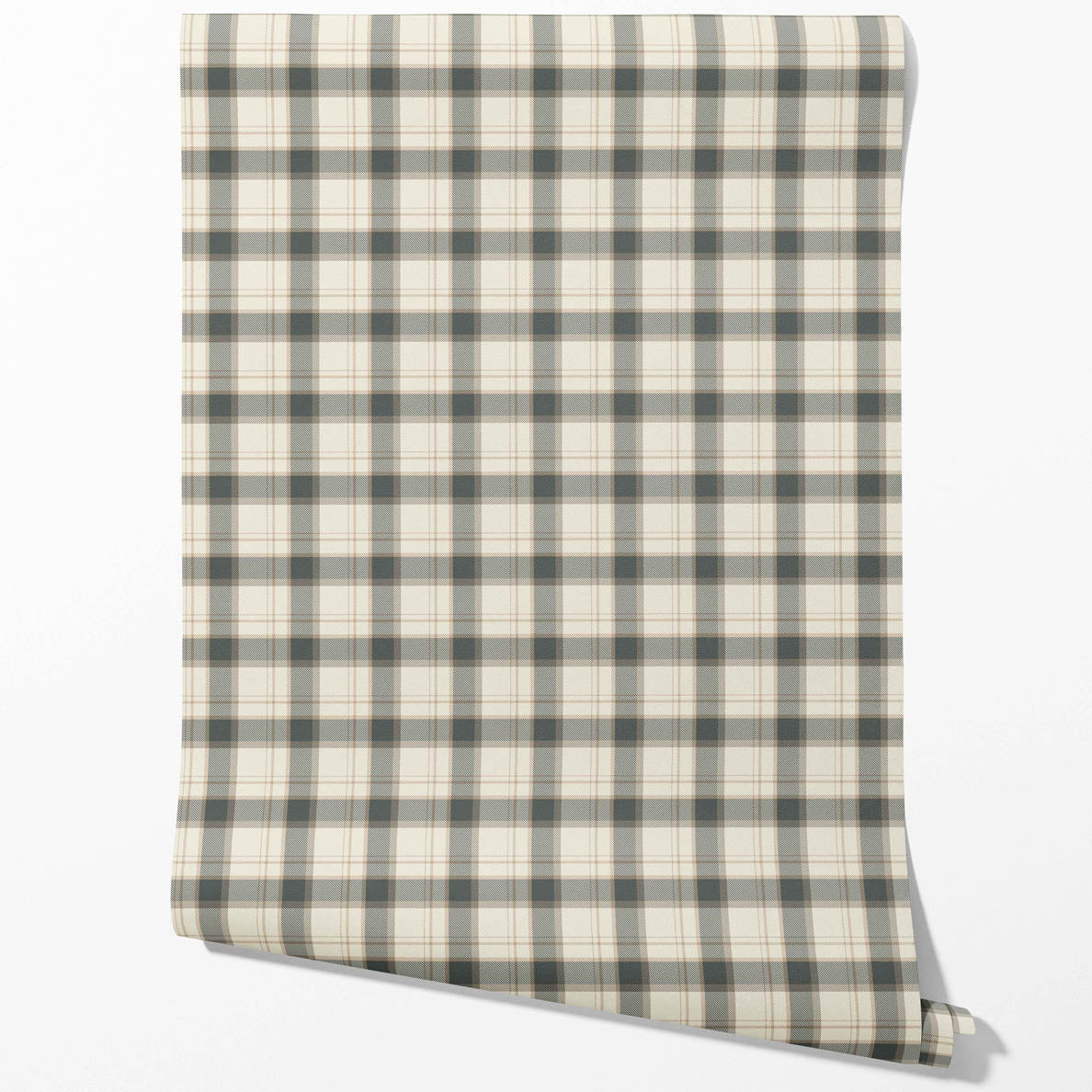 Neutral Geometric Plaid Checkered Traditional Wallpaper (Charcoal Black/ Off-White/ Beige)