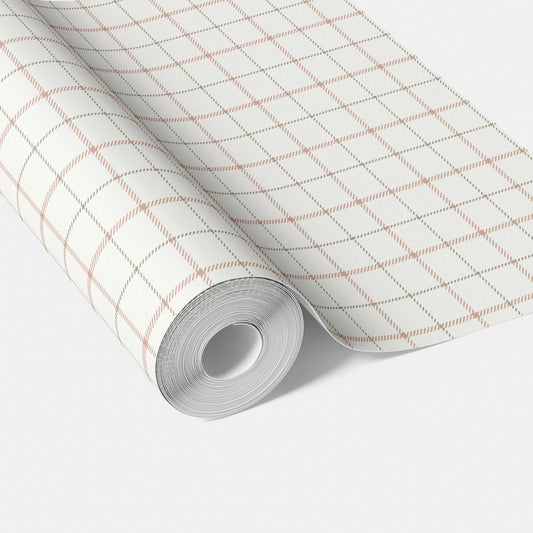 Windowpane Checkered/ Plaid Traditional Wallpaper (Pink/ White/ Taupe)