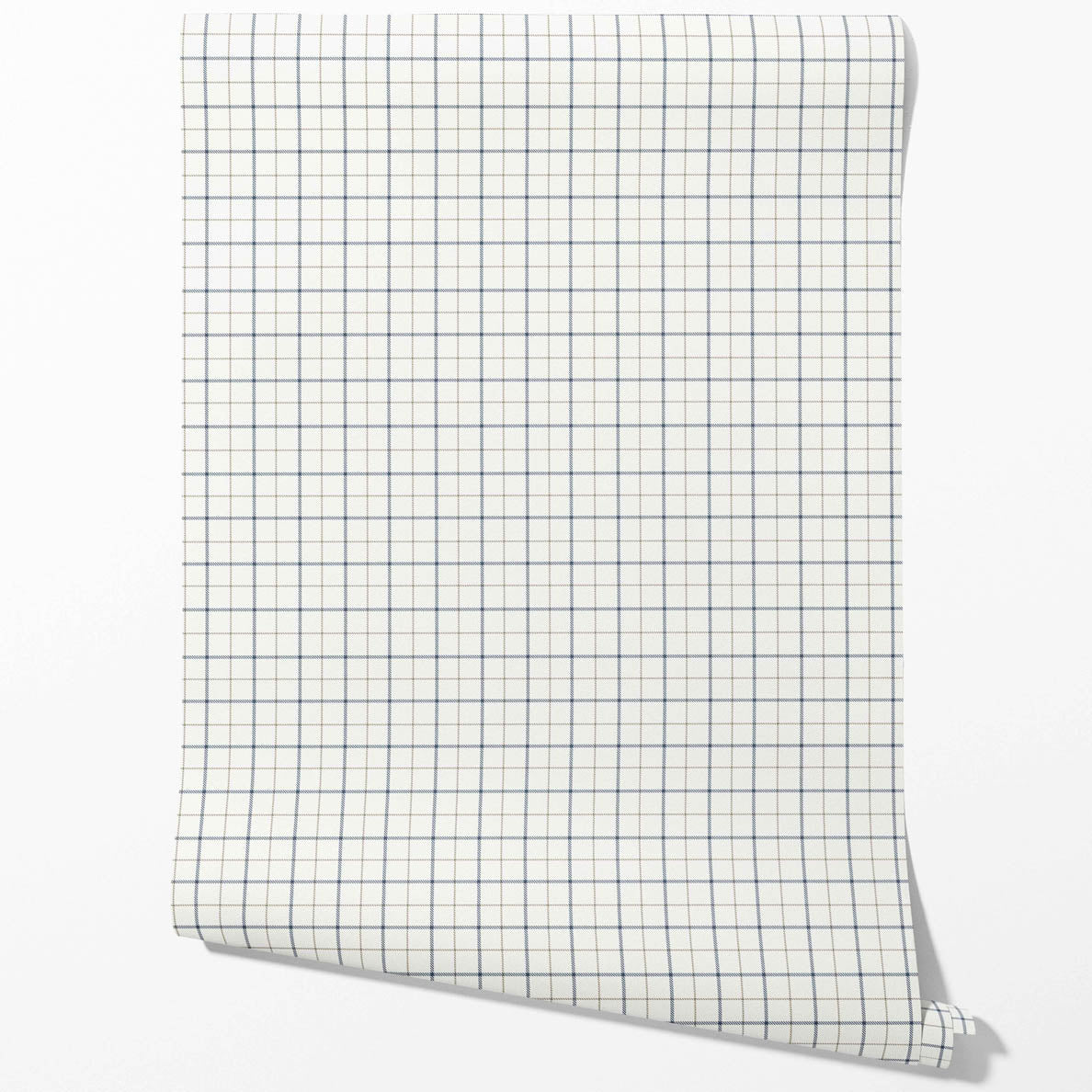 Windowpane Checkered/ Plaid Bathroom Wallpaper Sample (Navy Blue/ White/ Taupe)