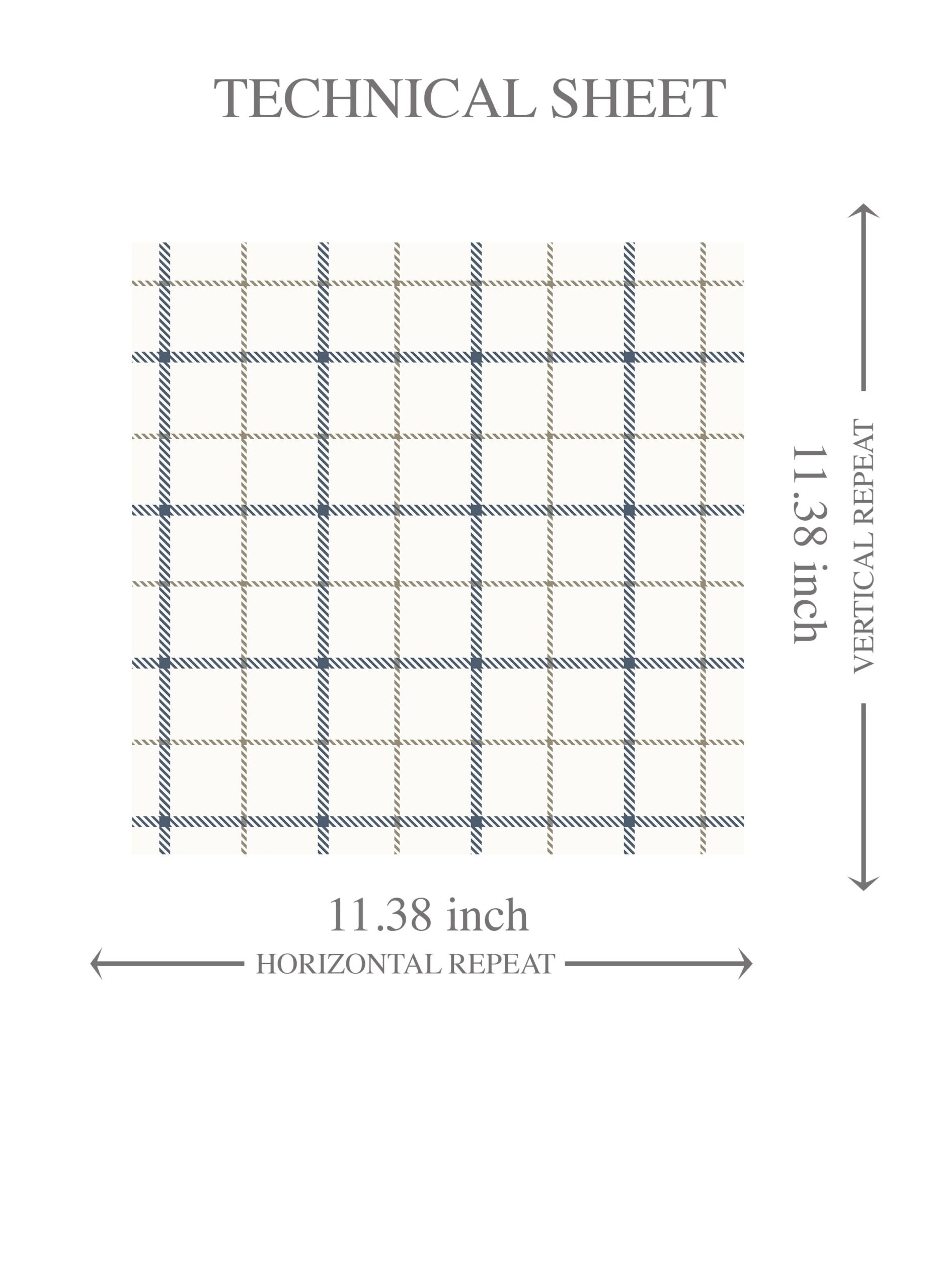 Windowpane Checkered/ Plaid Kids Room Wallpaper (Navy Blue/ White/ Taupe)