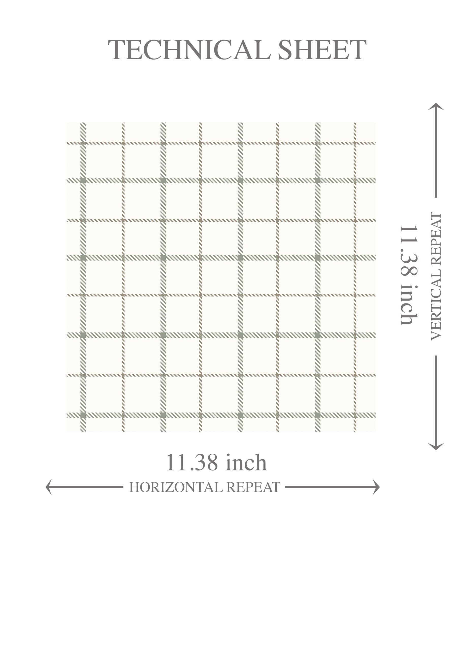 Windowpane Checkered/ Plaid Kids Room Wallpaper Sample Green/ White/ Taupe