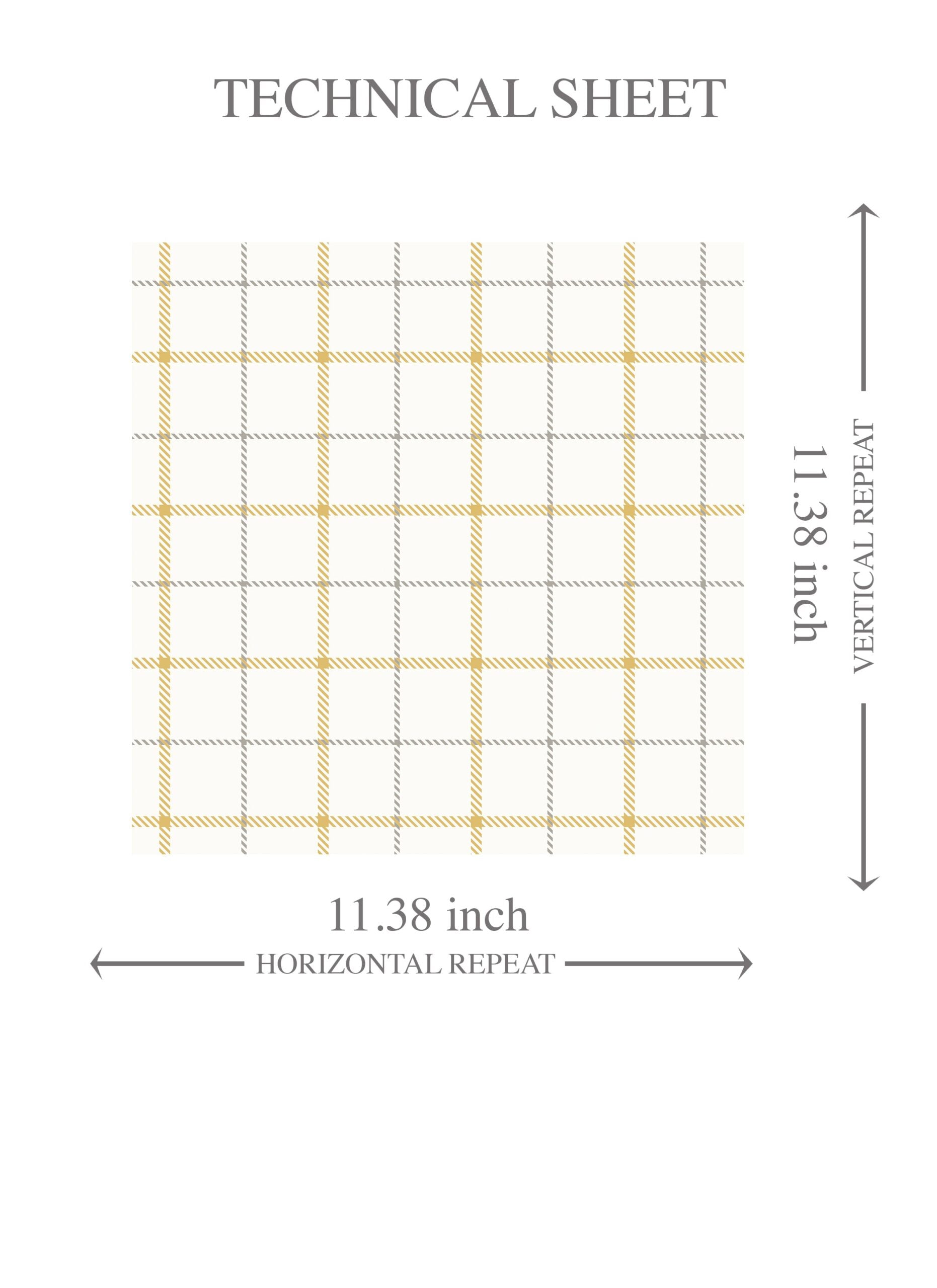 Windowpane Checkered/ Plaid Kids Room Wallpaper (Mustard Yellow/ White/ Taupe)