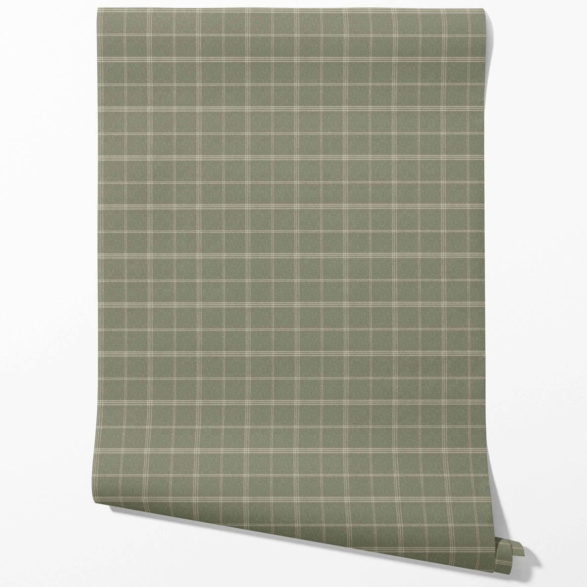 Geometric Plaid Checkered Traditional Wallpaper Sample (Olive Green)