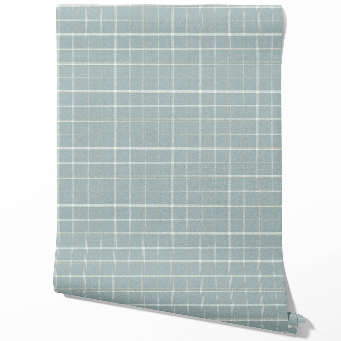 Geometric Plaid Checkered Traditional Wallpaper Sample (Duck Egg Blue)
