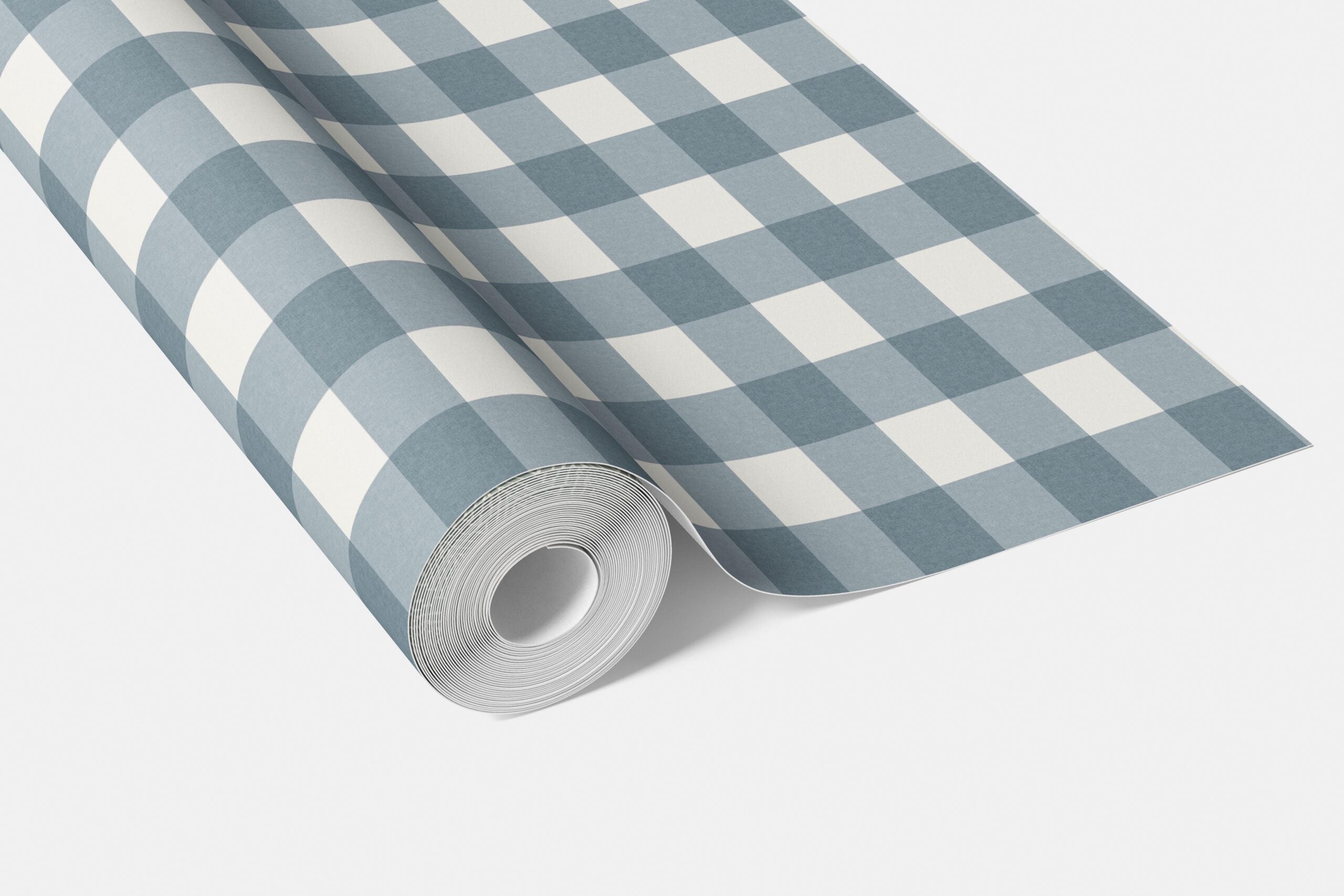 Geometric Gingham Checkered Living Room Wallpaper (Navy Blue)