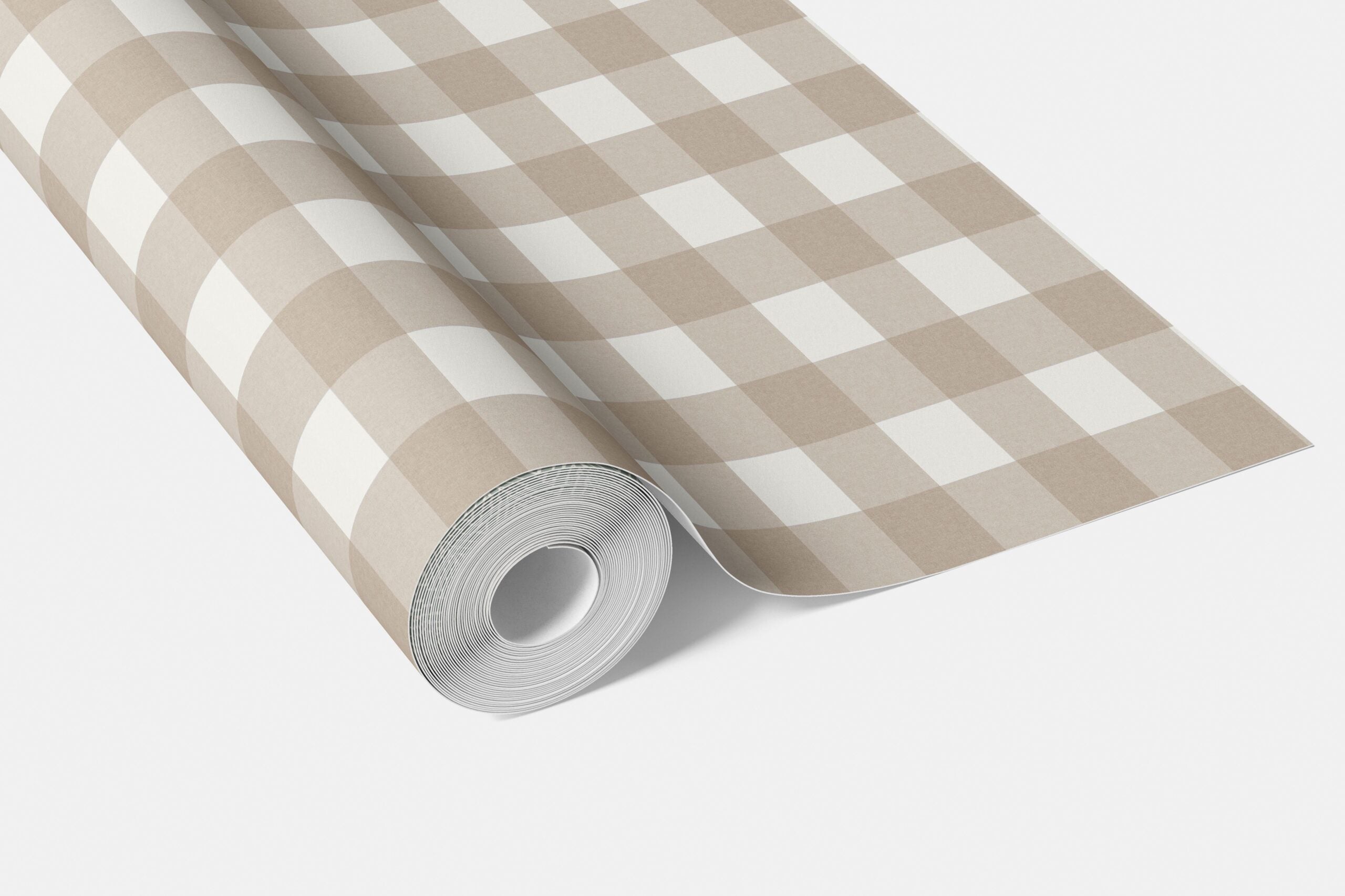 Neutral Geometric Gingham Checkered Living Room Wallpaper (Light Beige/ Greige)
