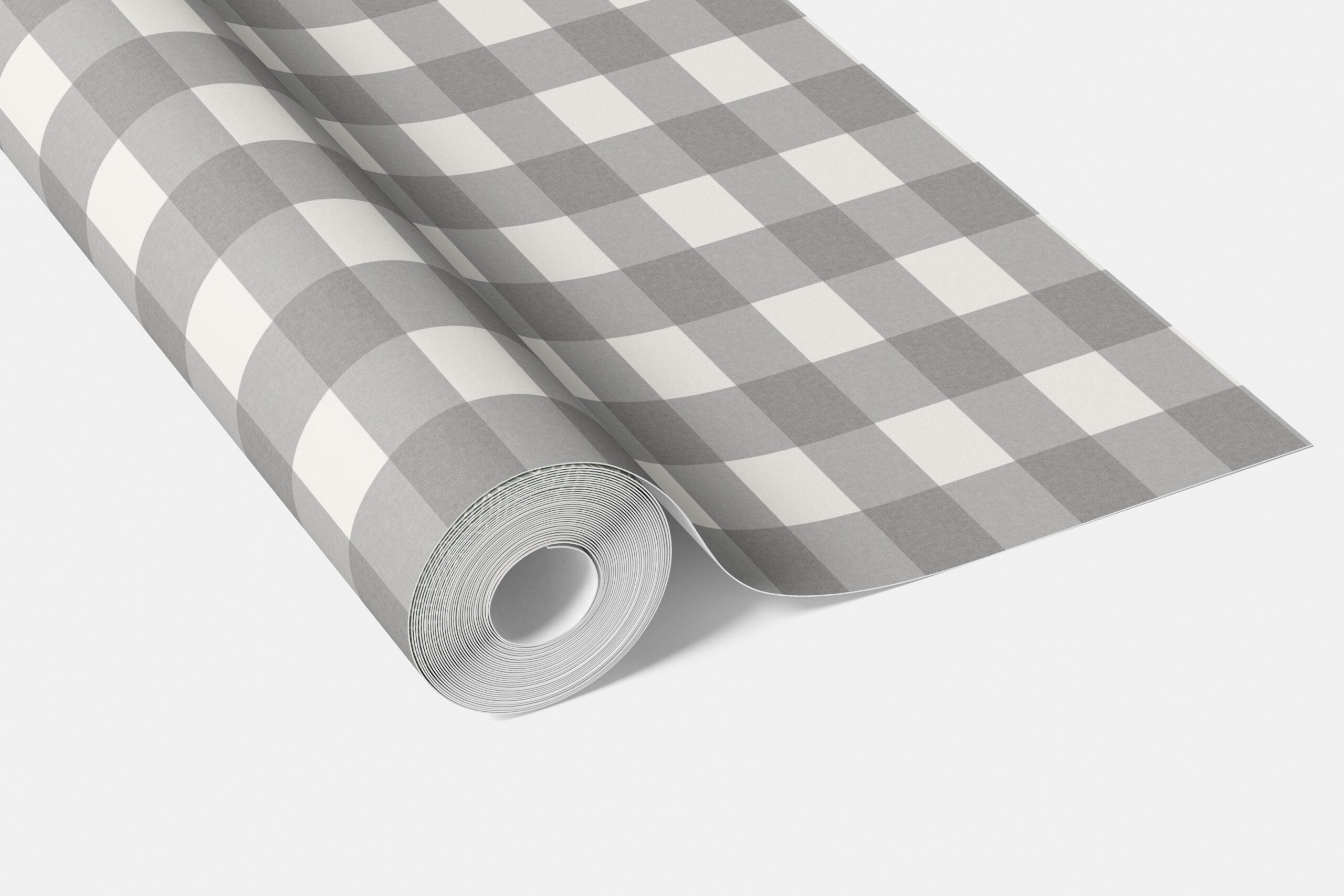 Neutral Geometric Gingham Checkered Living Room Wallpaper Sample (Ash Gray)