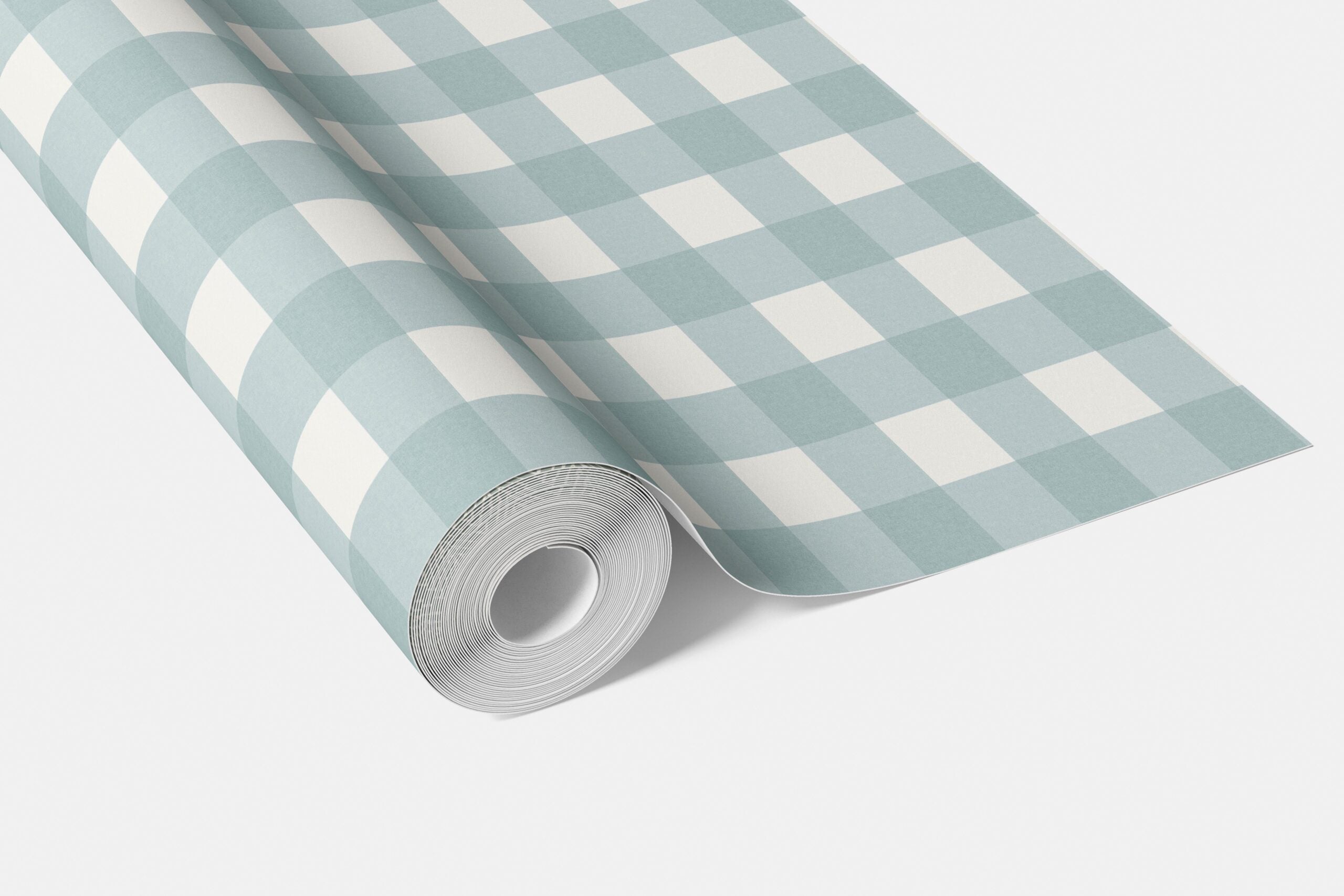 Geometric Gingham Checkered Living Room Wallpaper Sample (Seafoam Blue)