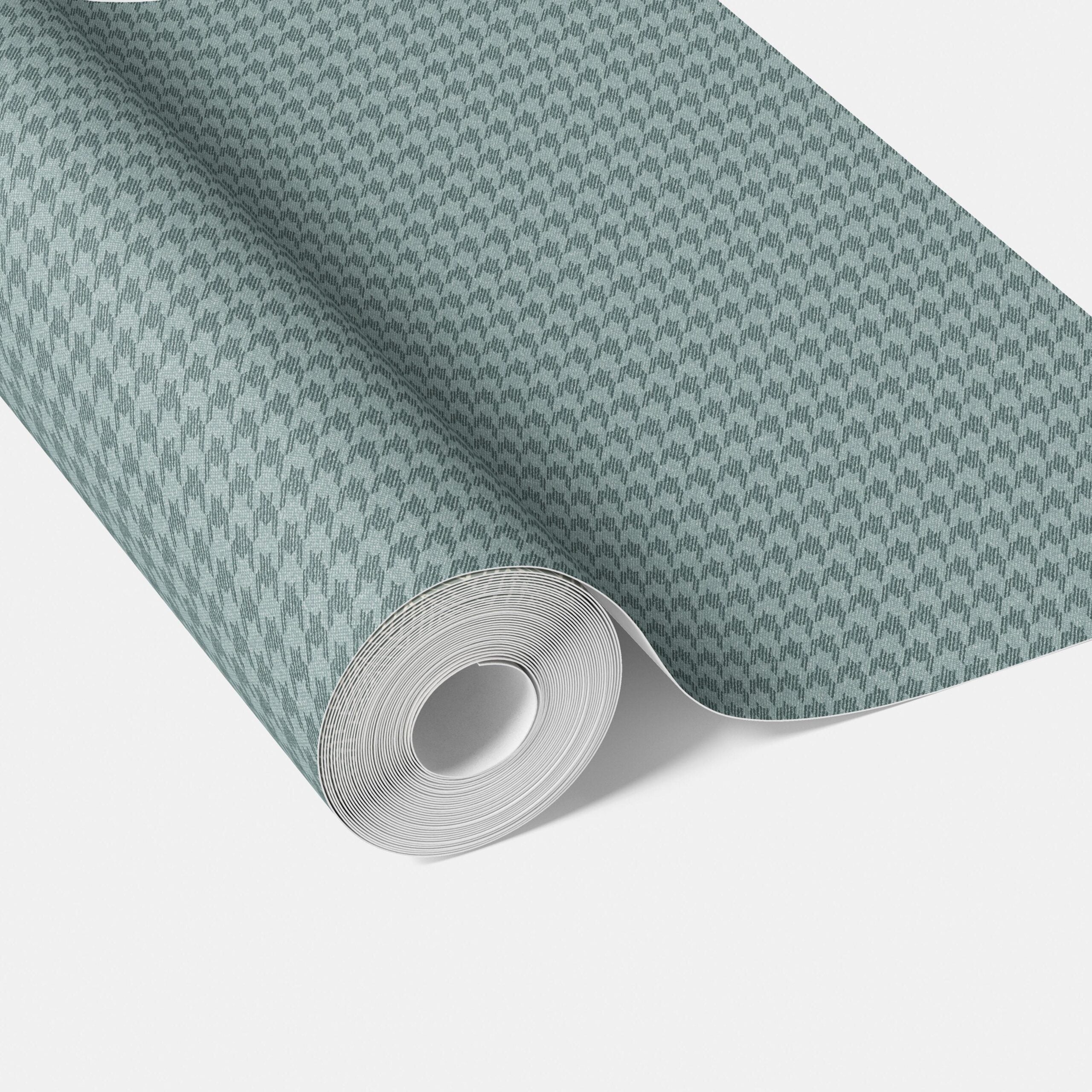 Plain/ Textured Houndstooth Traditional Wallpaper (Soft Blue)
