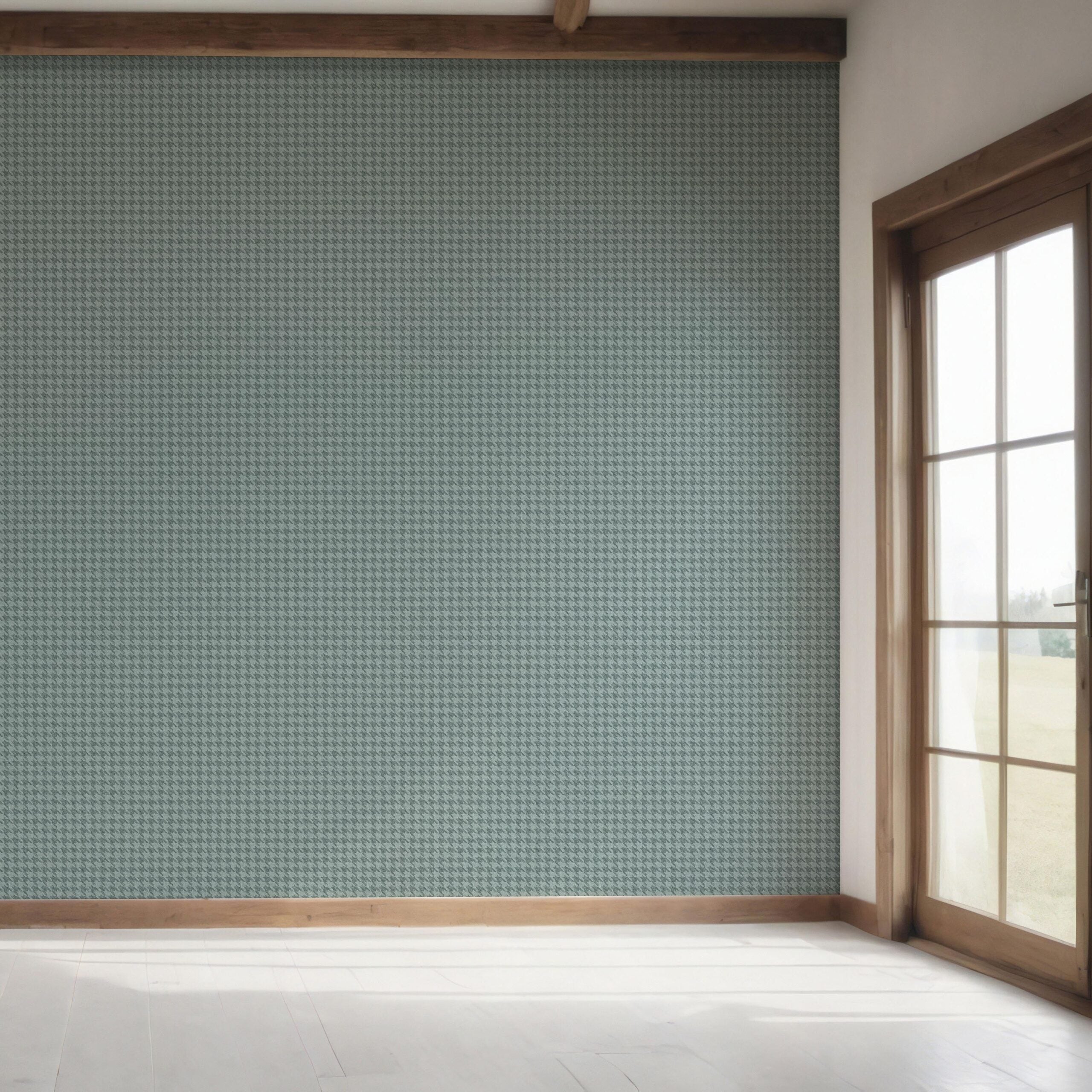 Plain/ Textured Houndstooth Bedroom Wallpaper (Soft Blue)