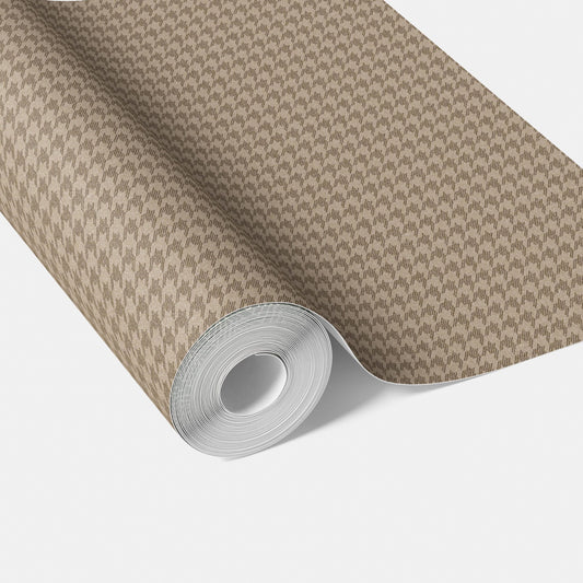 Neutral Plain/ Textured Houndstooth Traditional Wallpaper (Coffee Brown)