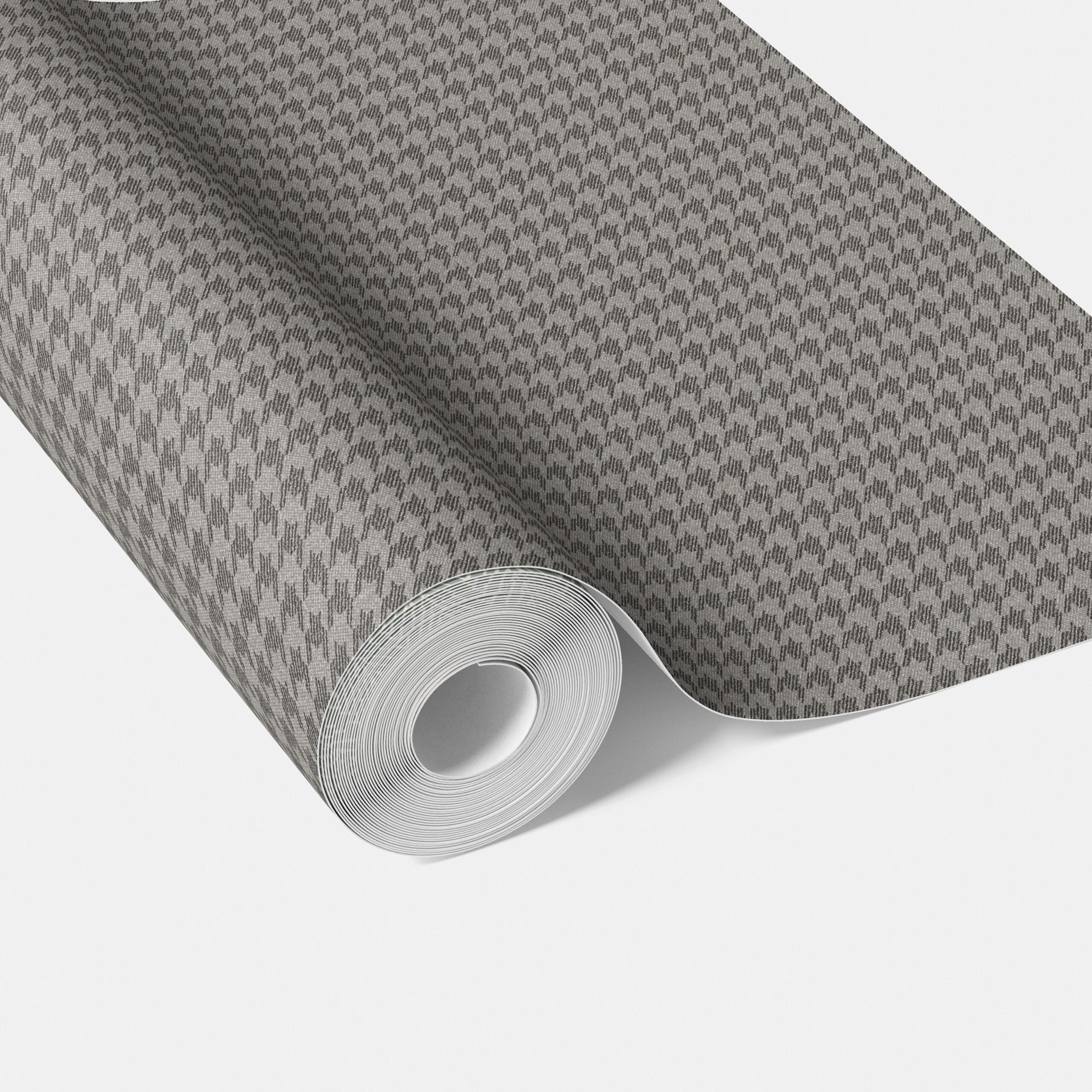 Neutral Plain/ Textured Houndstooth Traditional Wallpaper (Gray/ Black)