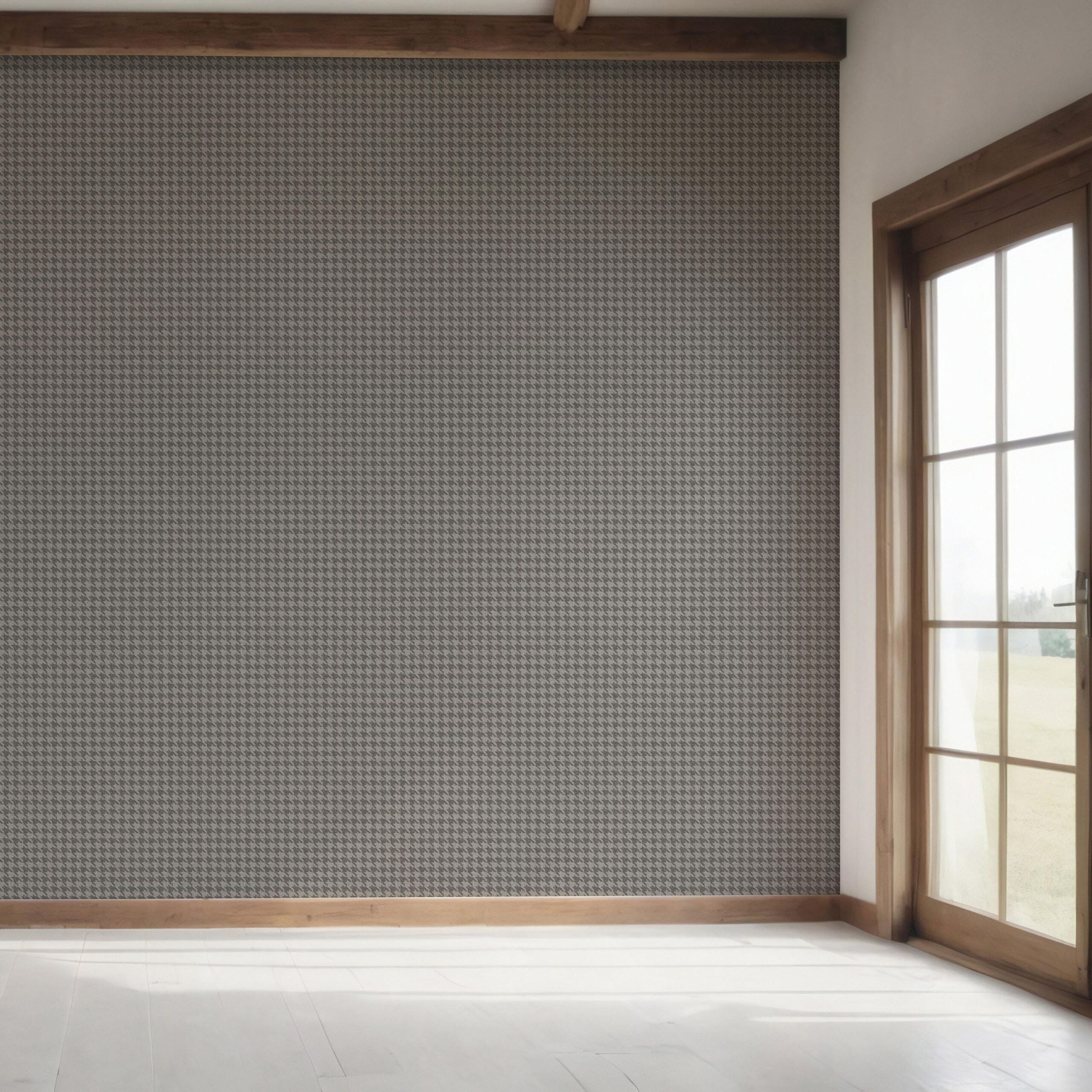 Neutral Plain/ Textured Houndstooth Bedroom Wallpaper Sample (Gray/ Black)