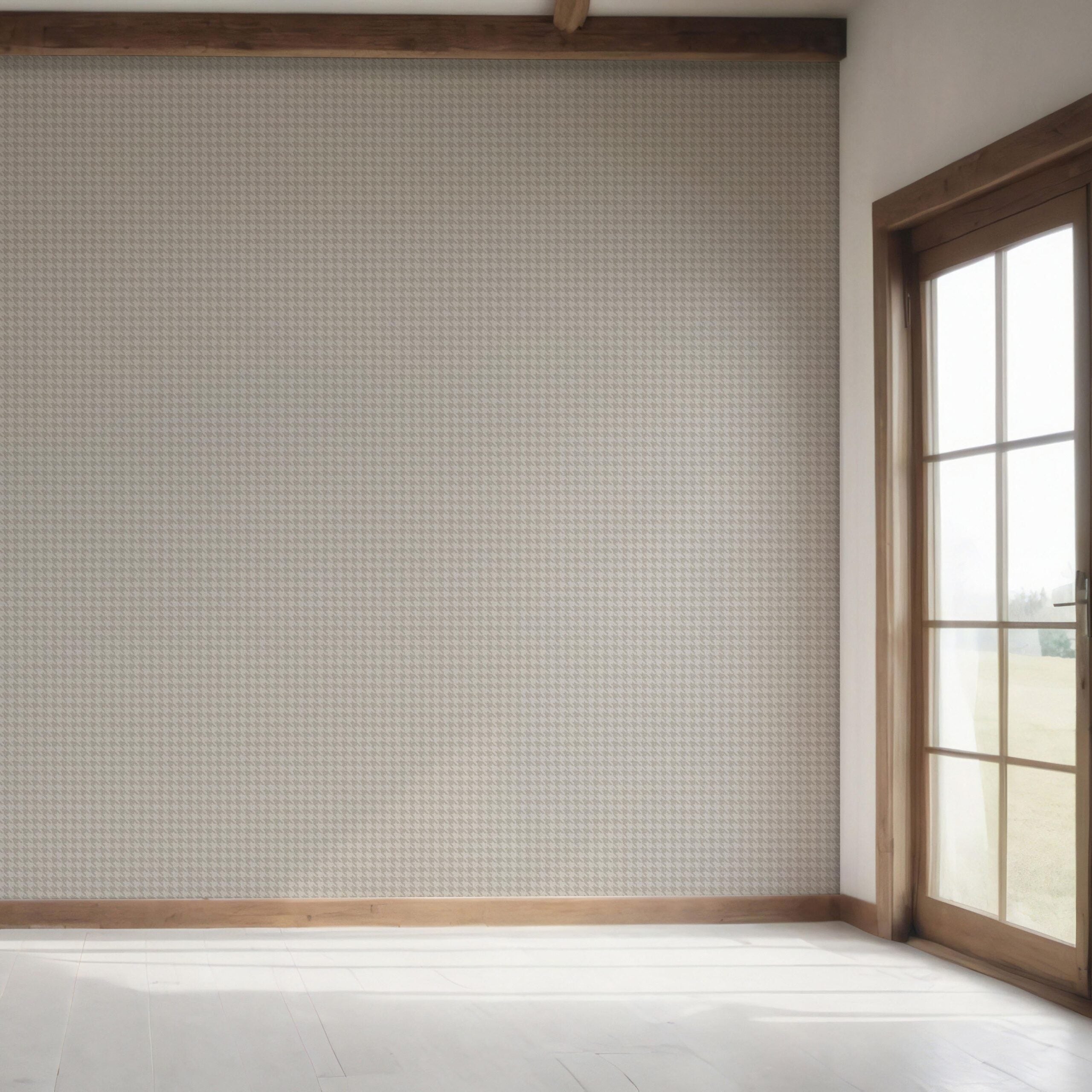 Neutral Plain/ Textured Houndstooth Bedroom Wallpaper (Pale Gray/ Greige)