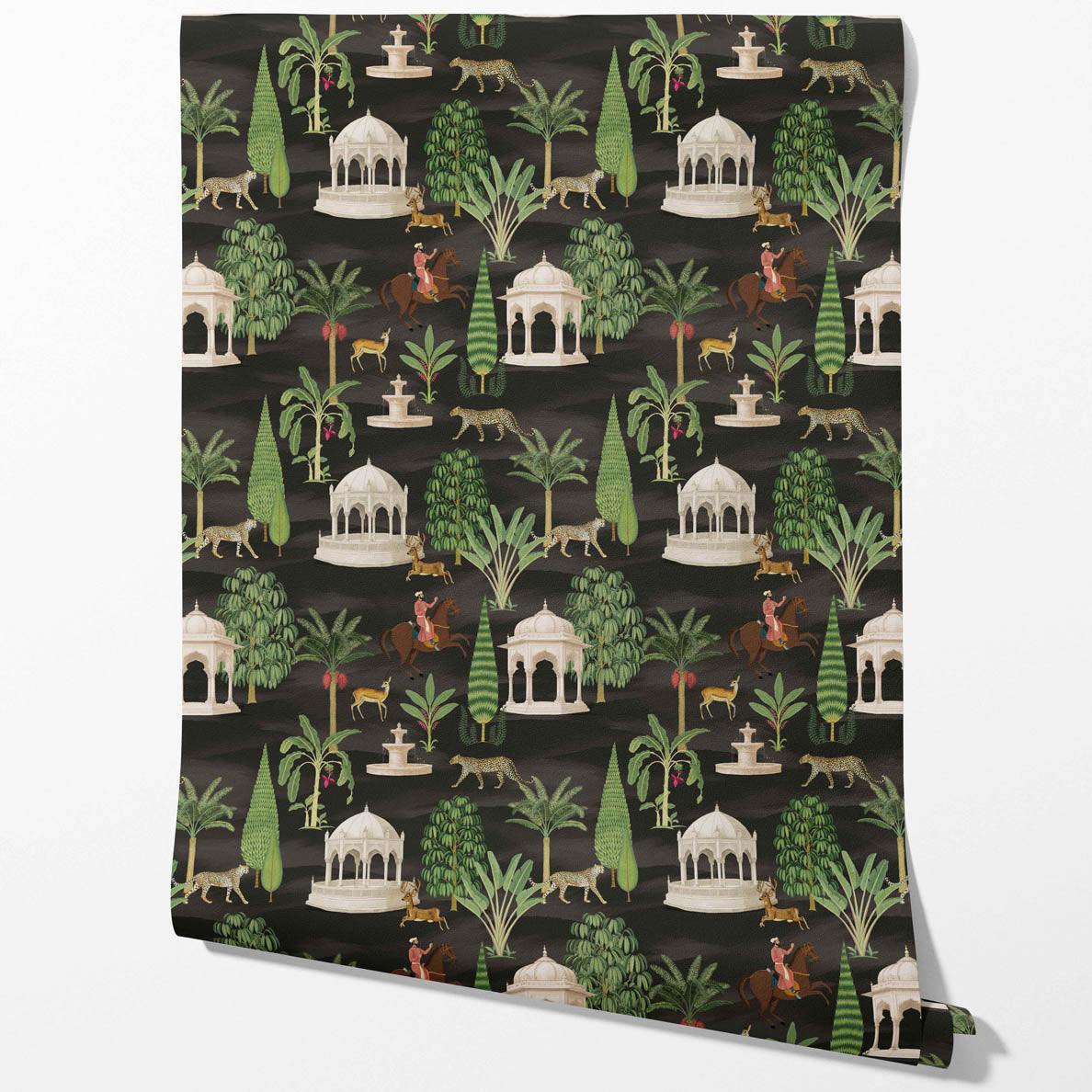 Vintage Heritage/ Ethnic Chinoiserie Kitchen Wallpaper Sample (Black/ Brown/ White/ Red)