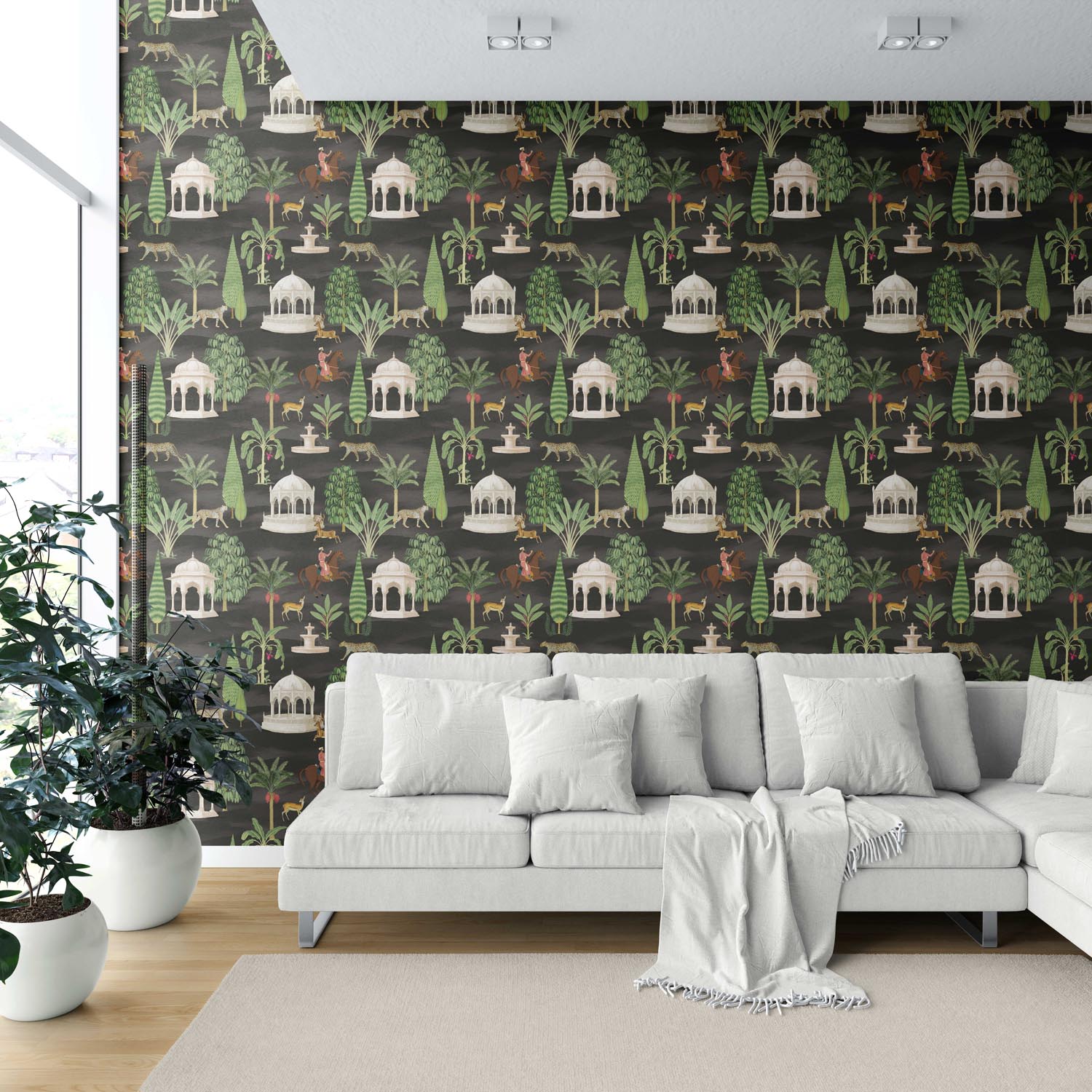 Vintage Heritage/ Ethnic Chinoiserie Shower Toilet Wallpaper Sample (Black/ Brown/ White/ Red)