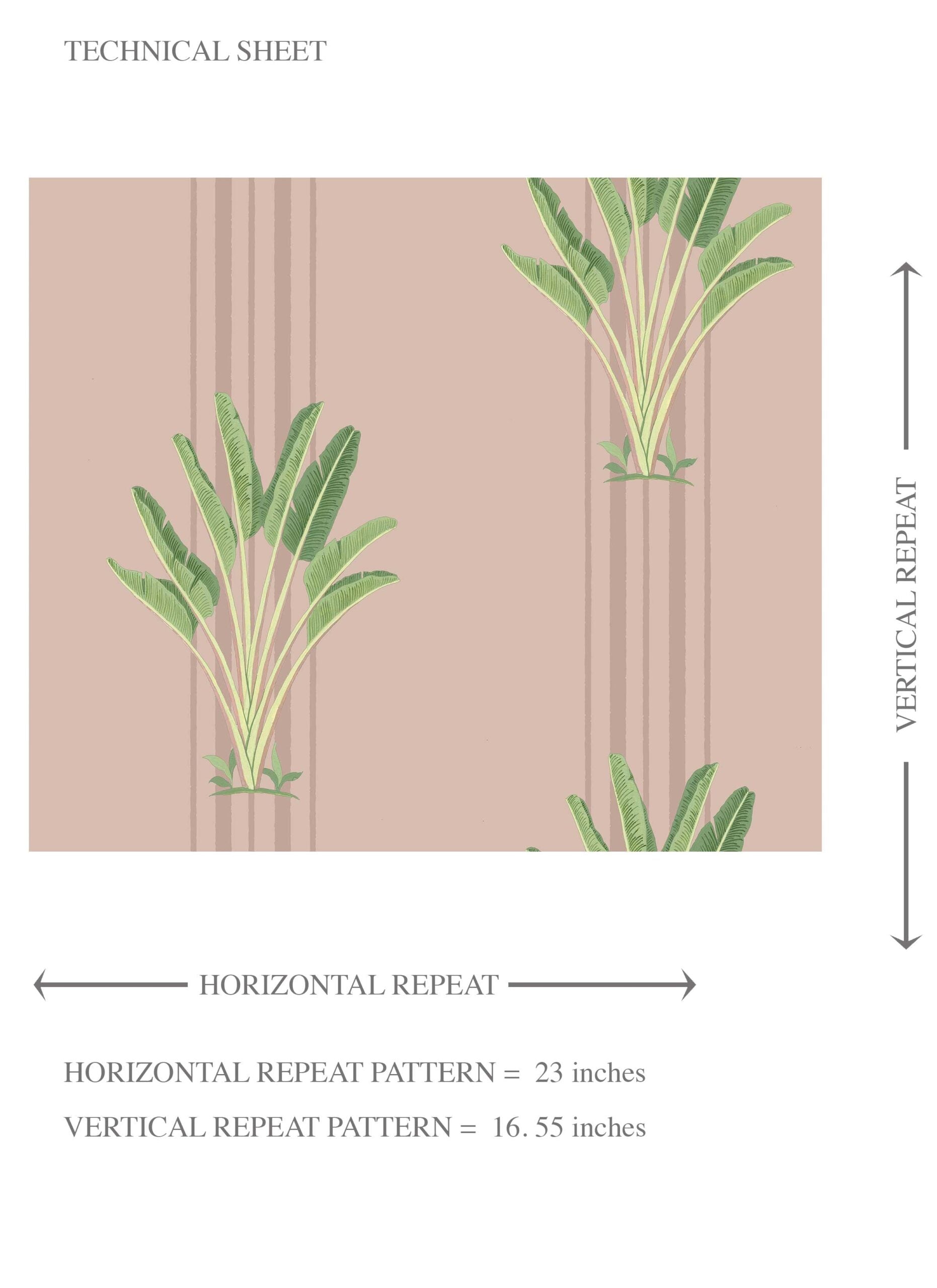 Botanical/ Floral Block Print Kids Room Wallpaper Sample (Pink/ Green)