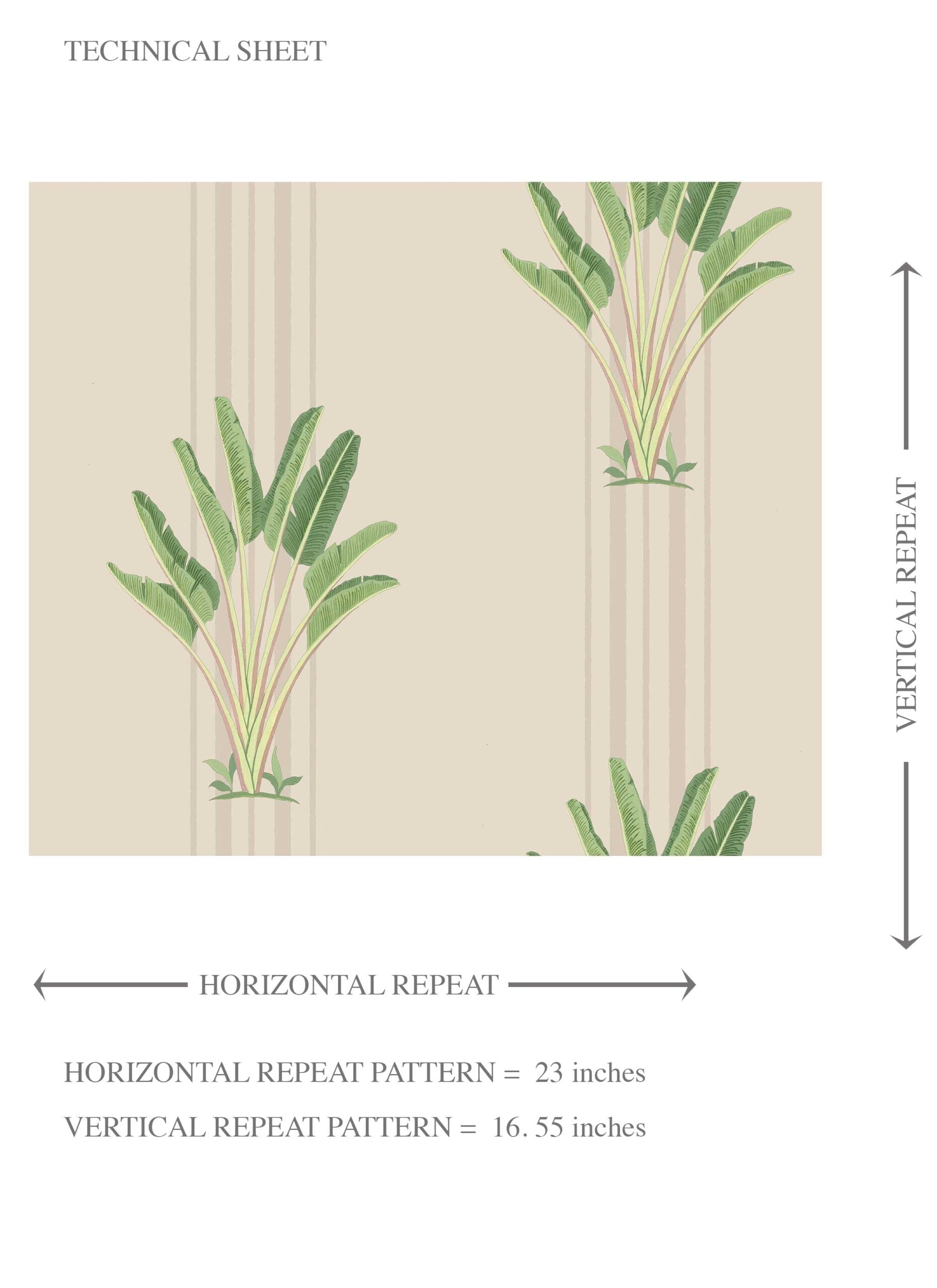 Botanical/ Floral Block Print Kids Room Wallpaper (Beige/ Cream/ Green)
